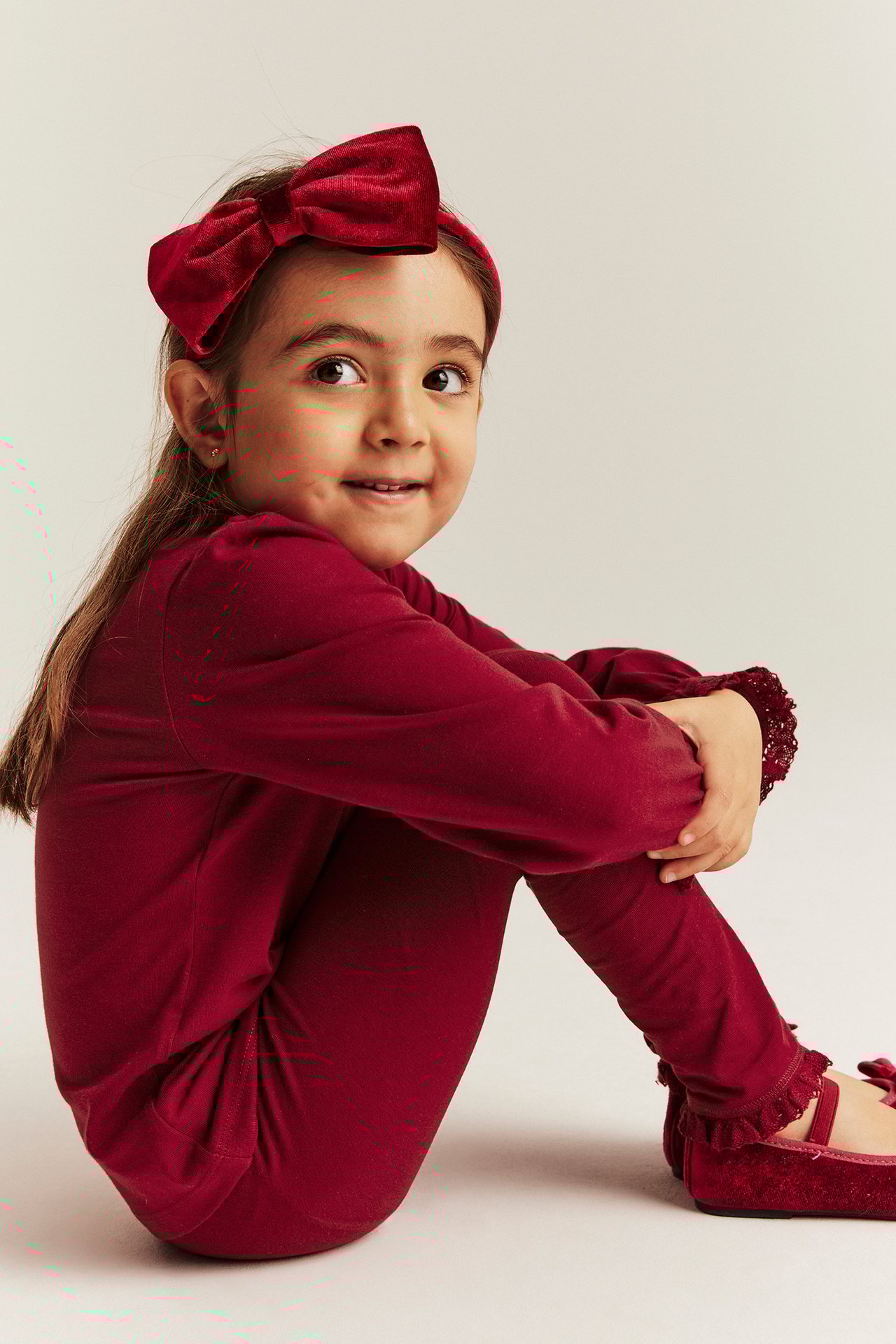 Leggings with lace frill - Red - 3