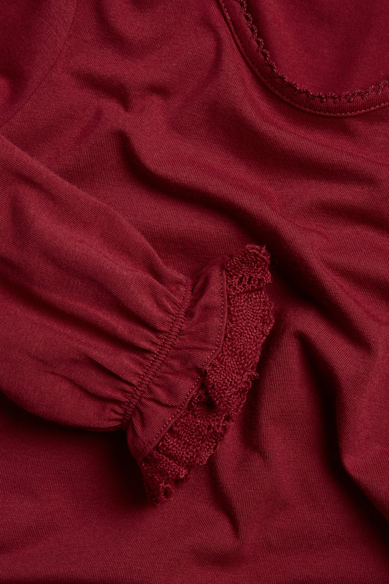 Top with lace edging - Red - 3