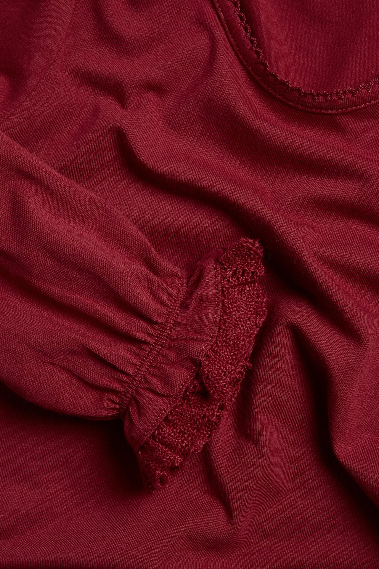 Top with lace edging - Red - 3