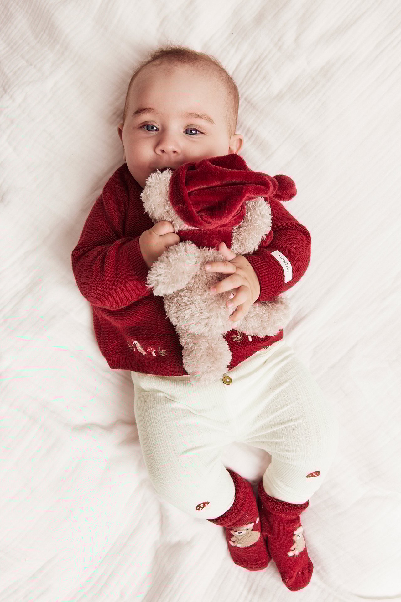 Ribbed leggings with Christmas embroidery - Off-white - 1