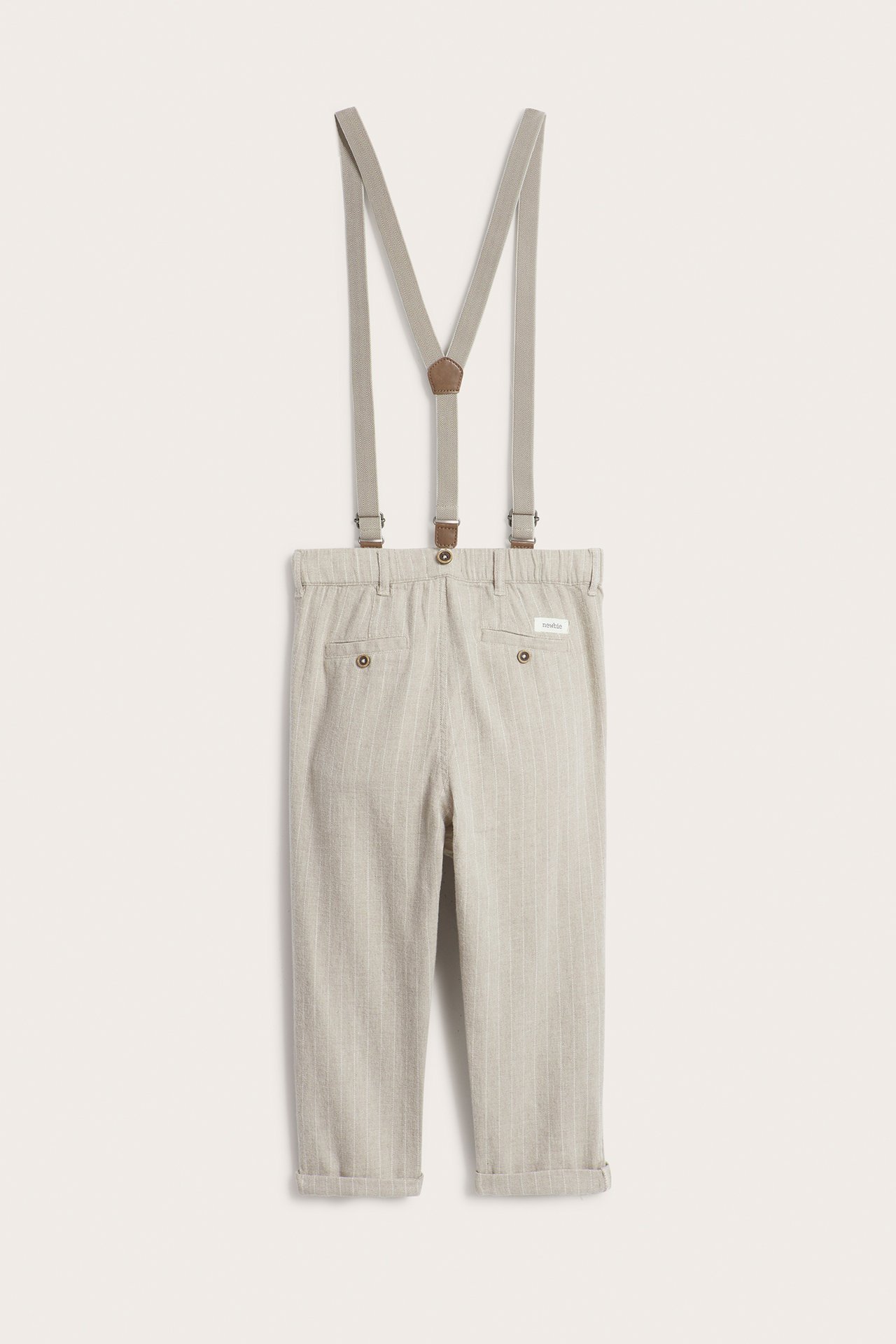 Woven dress trousers with braces - Beige mélange - 4
