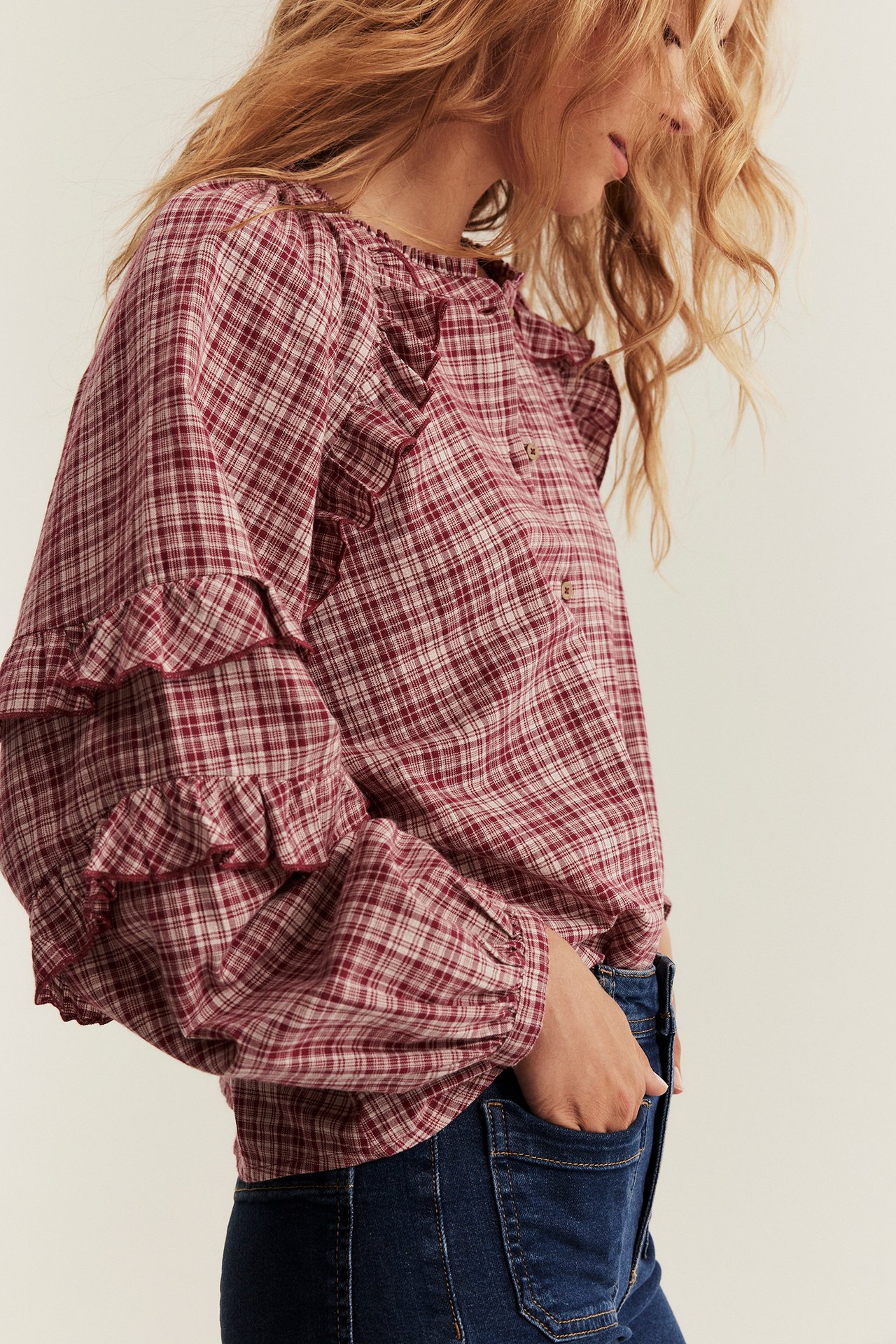 Gewebte Karo-Bluse Newbie Woman - Rot - 180 cm/Größe S - 5