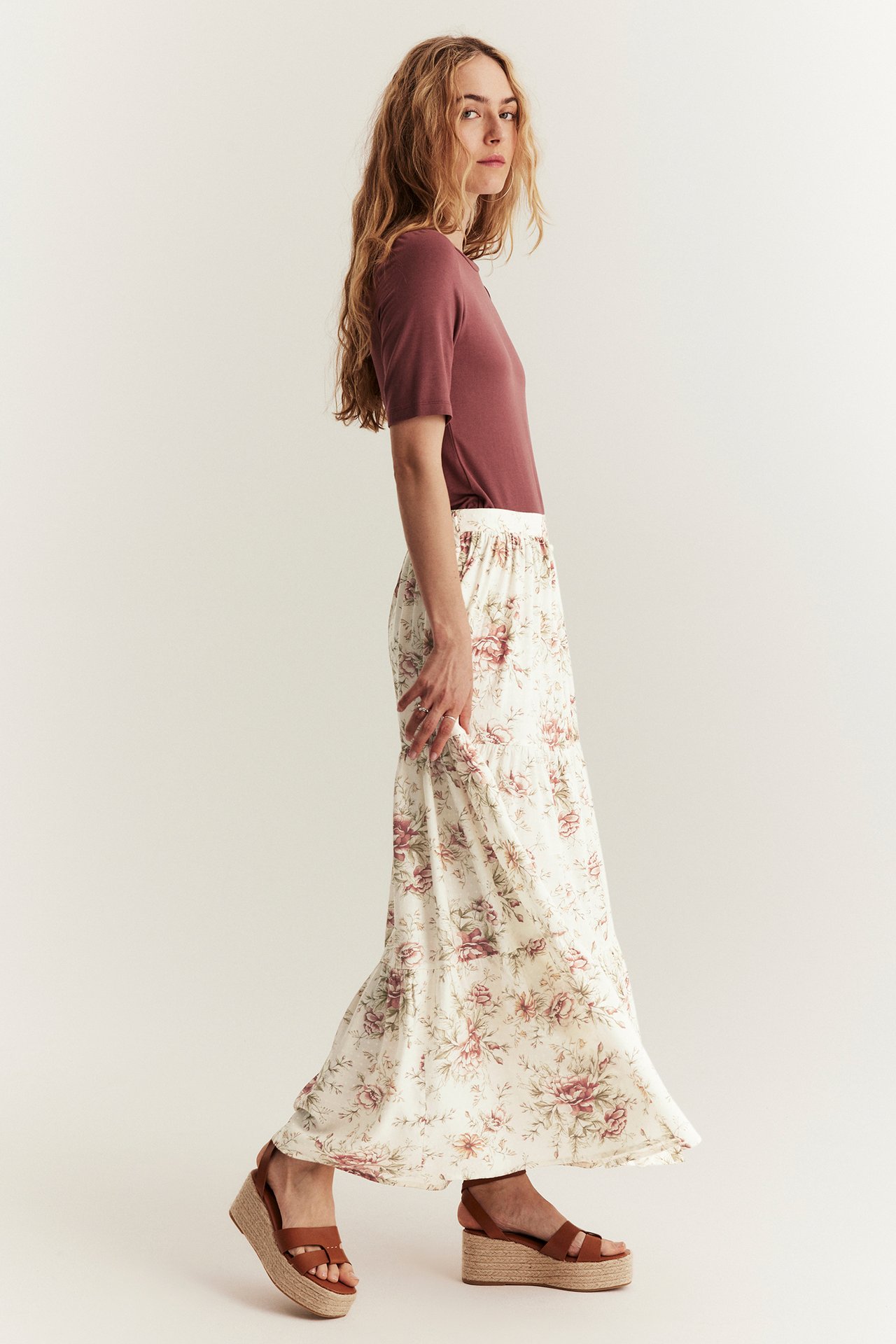 Long floral skirt from Newbie Woman - Off-white - 4