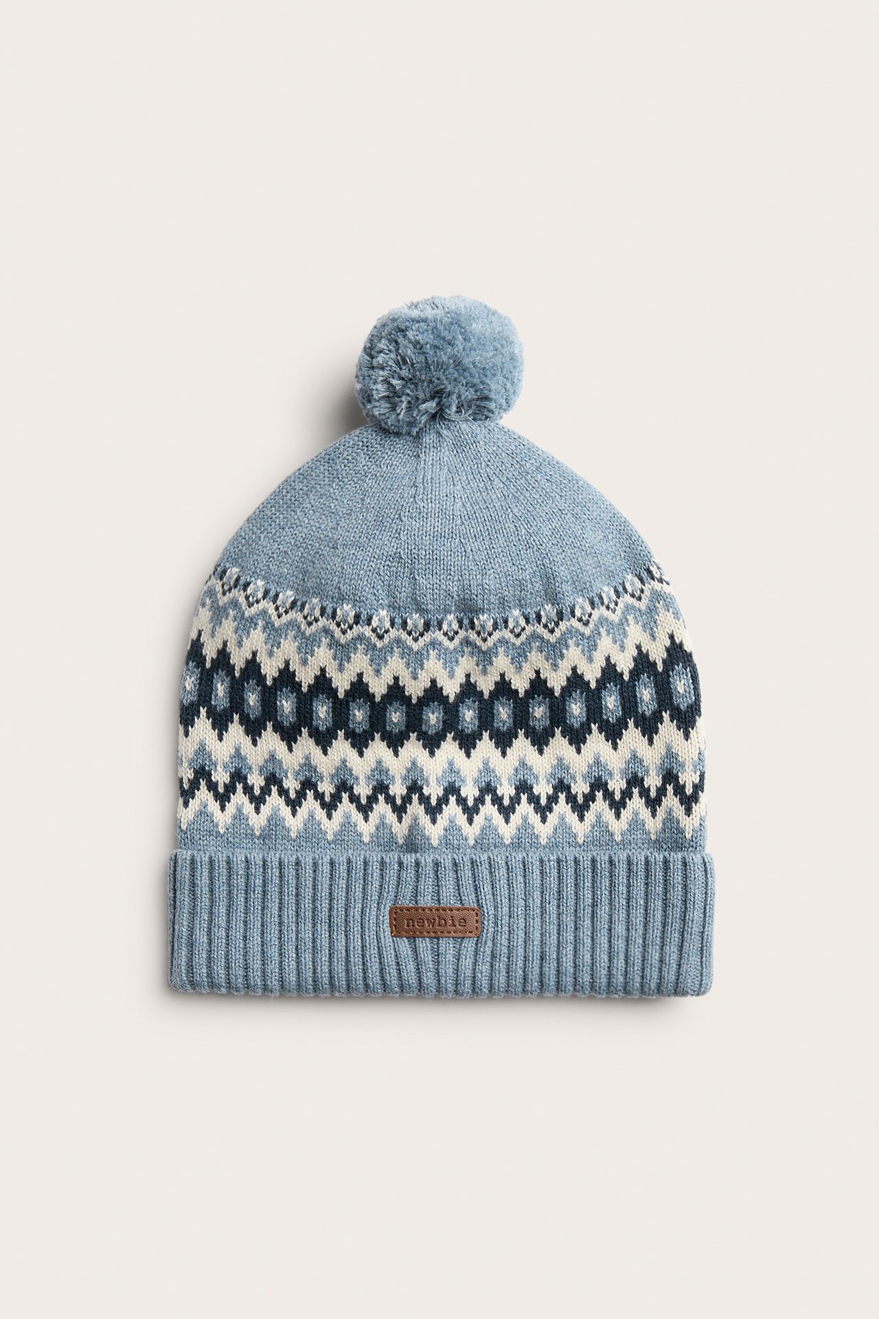 Jacquard knitted hat with bobble