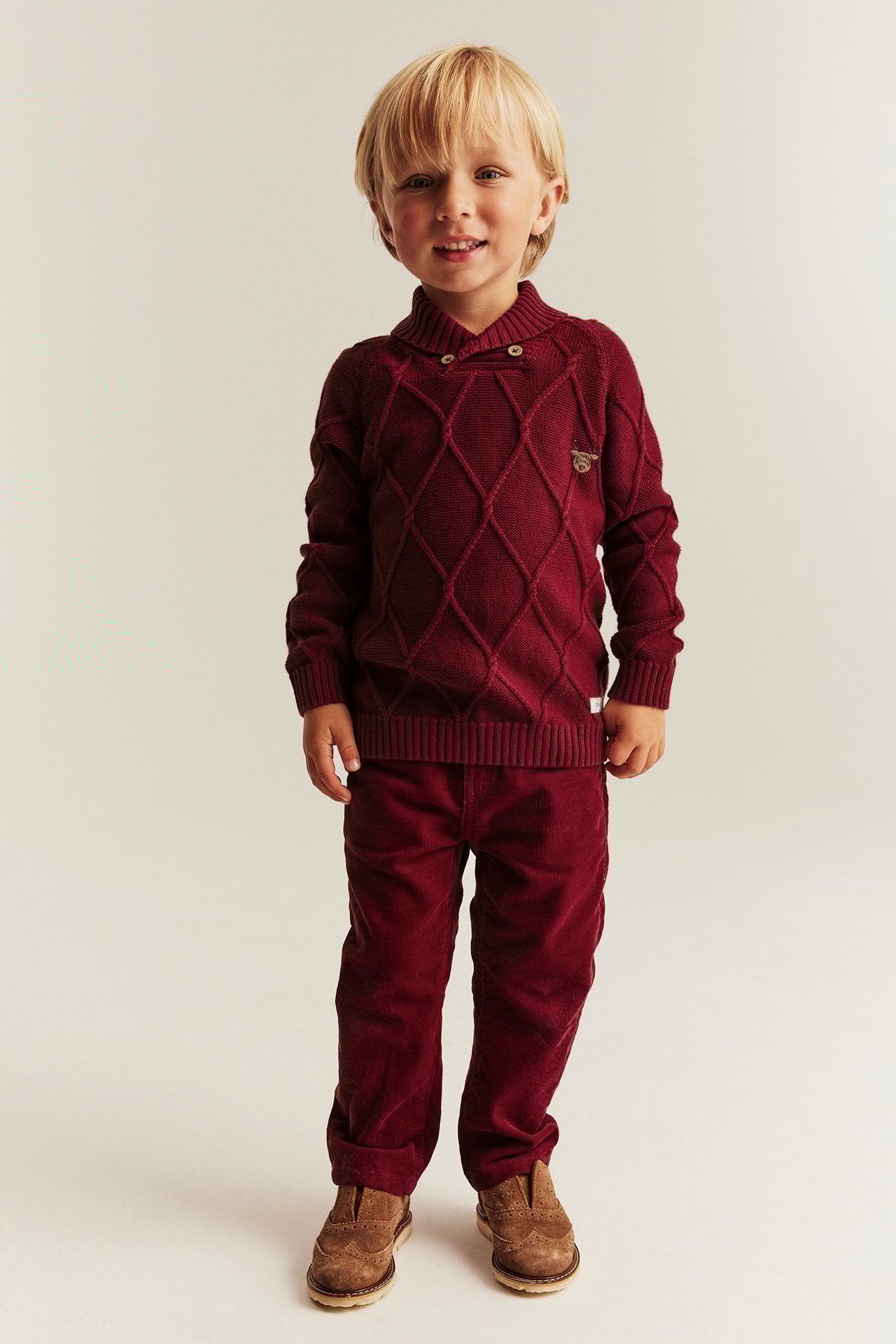 Weihnachts-Pullover in Strukturstrick - Rot - 2