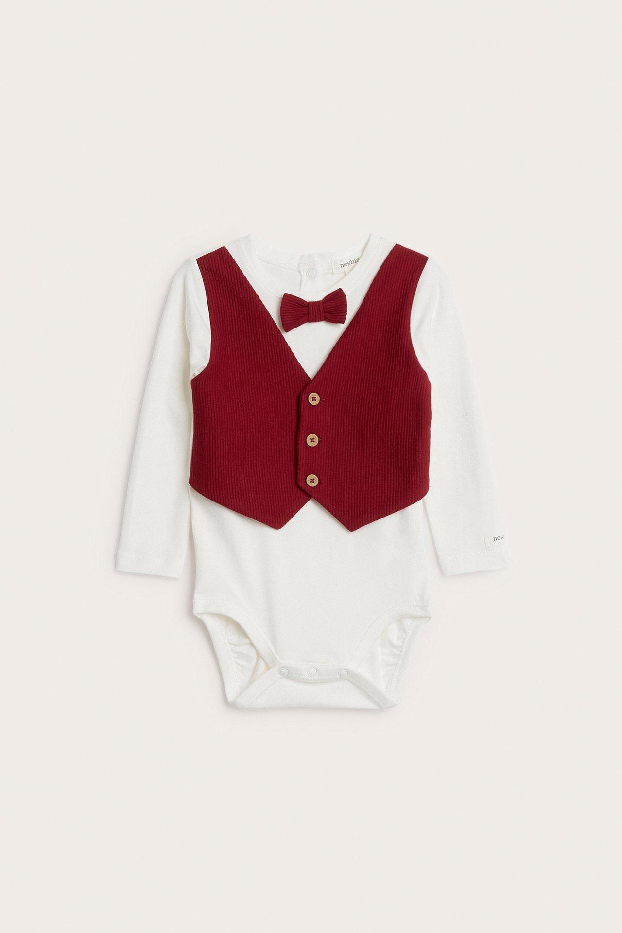 Weihnachts-Body mit Weste und Fliege - Rot - 5