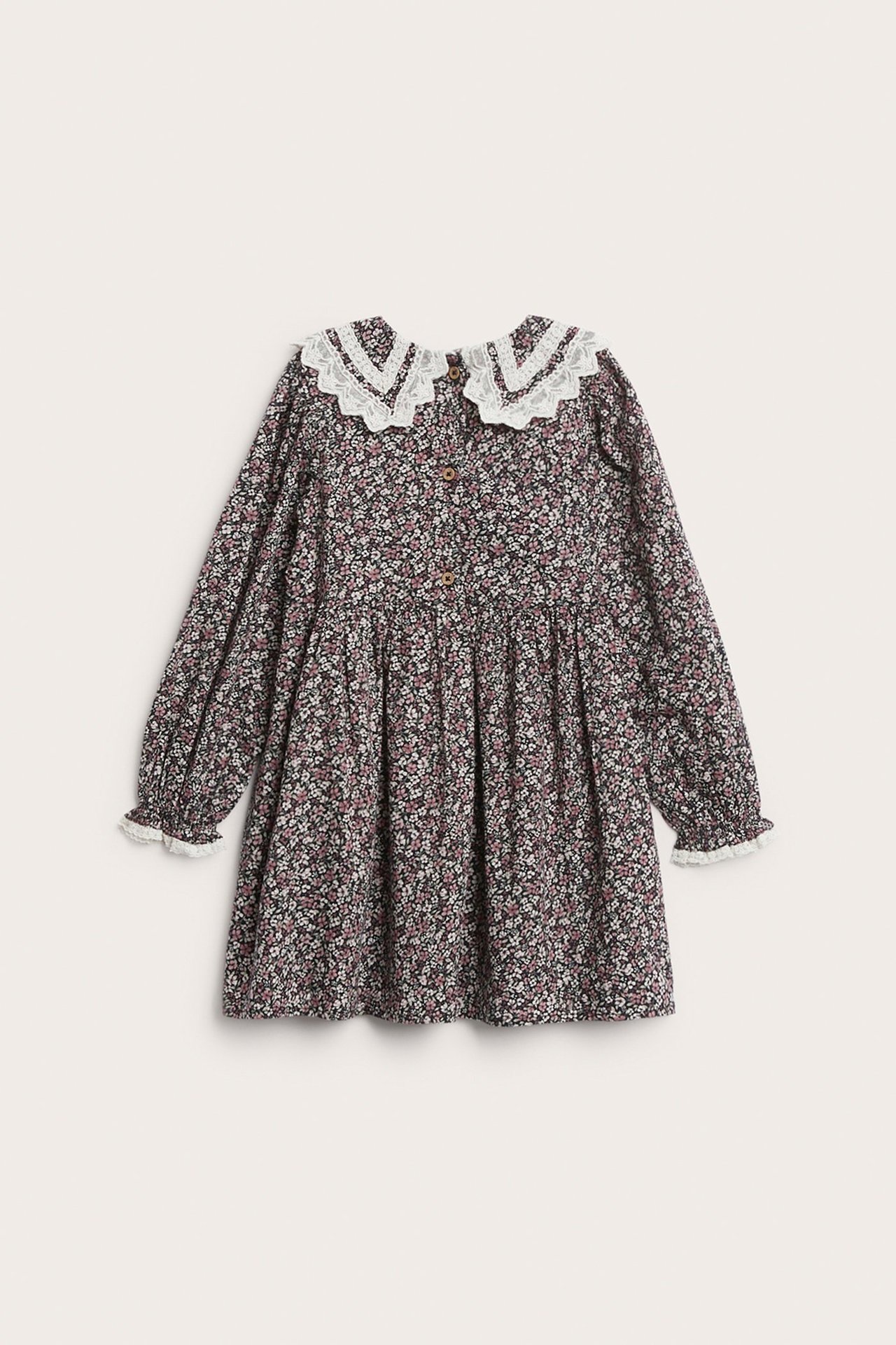 Geblümtes Kleid mit Kragen - Schwarz - 6