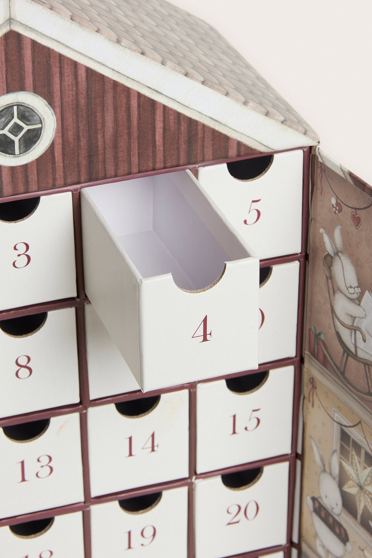 Advent calendar with small drawers - Dark red - 2
