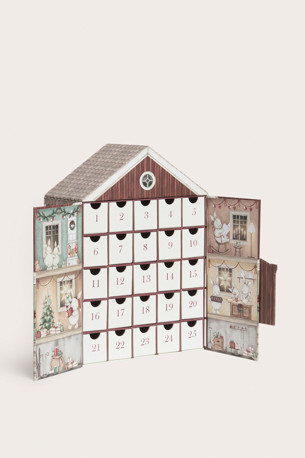 Advent calendar with small drawers - Dark red - 3