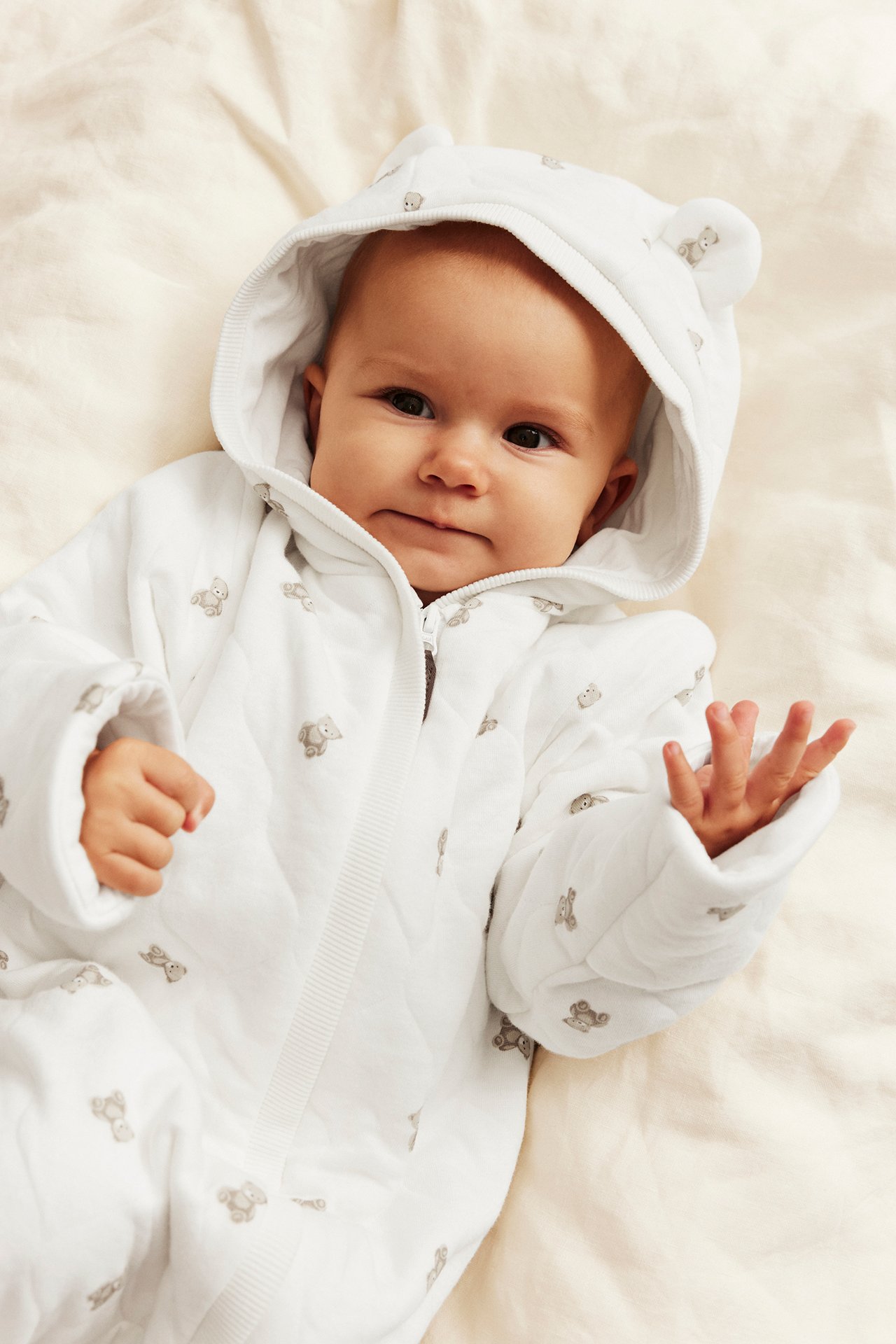 Quilted coverall with hood