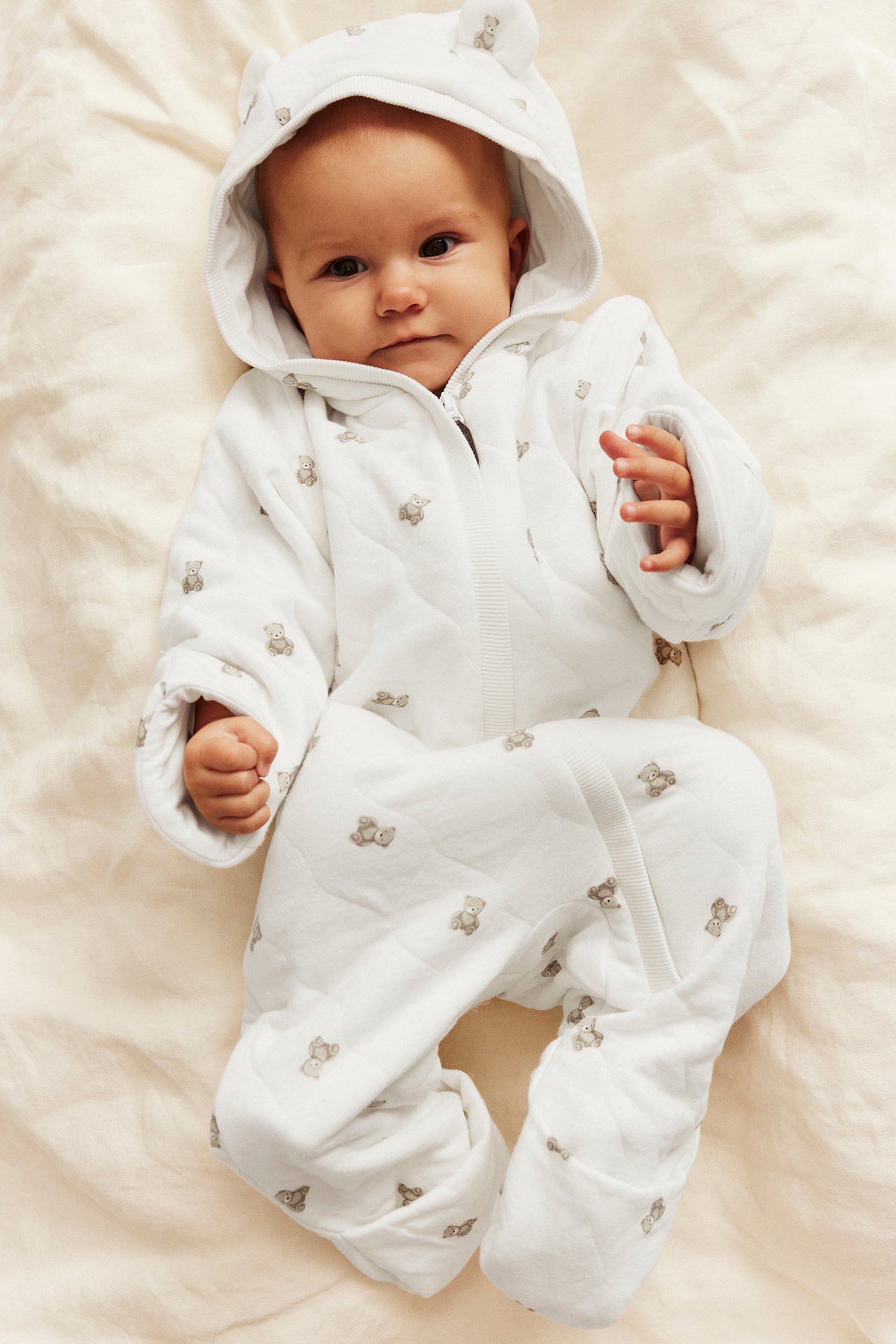 Quilted coverall with hood