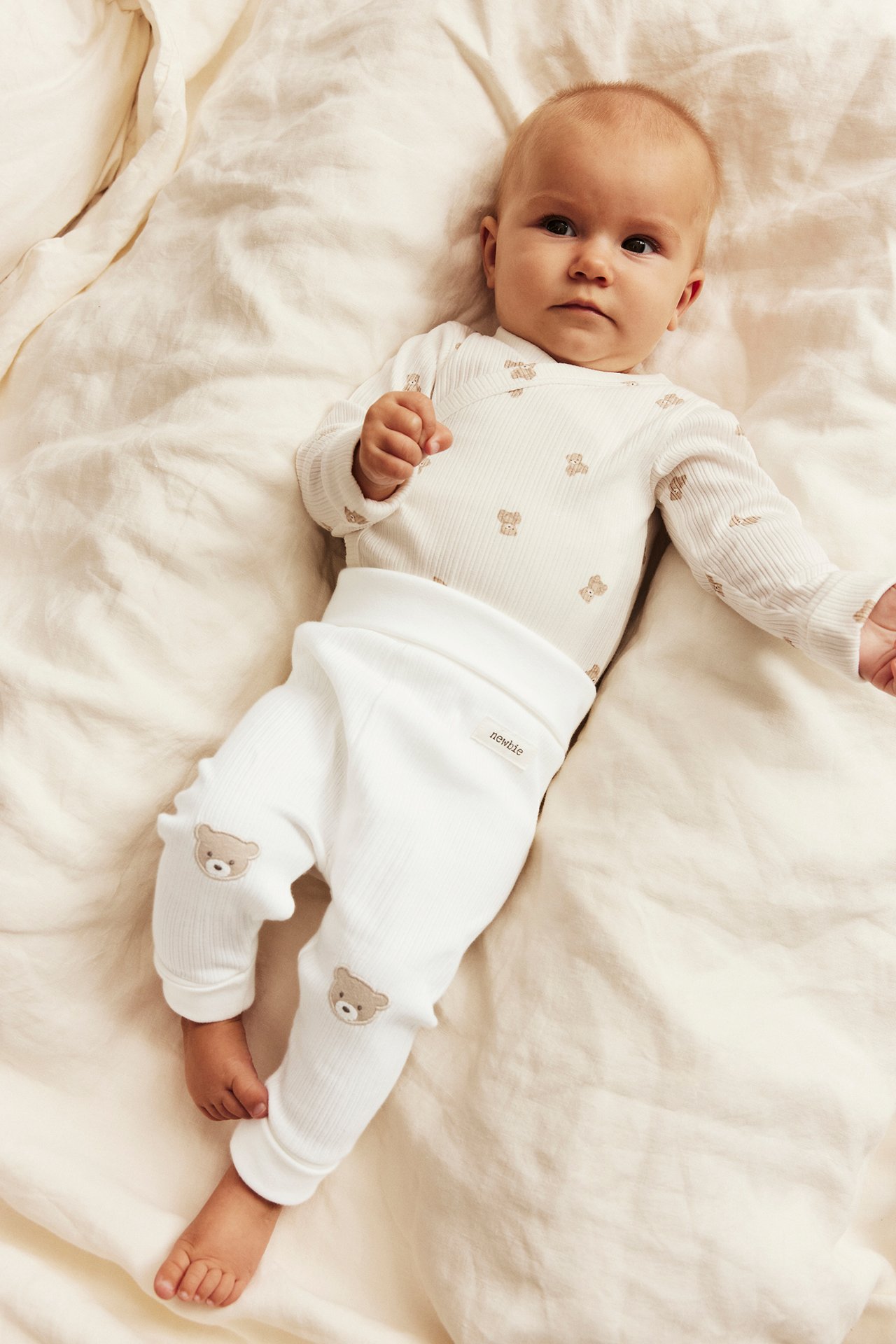 Leggings with teddy bear detail - Off-white - 3