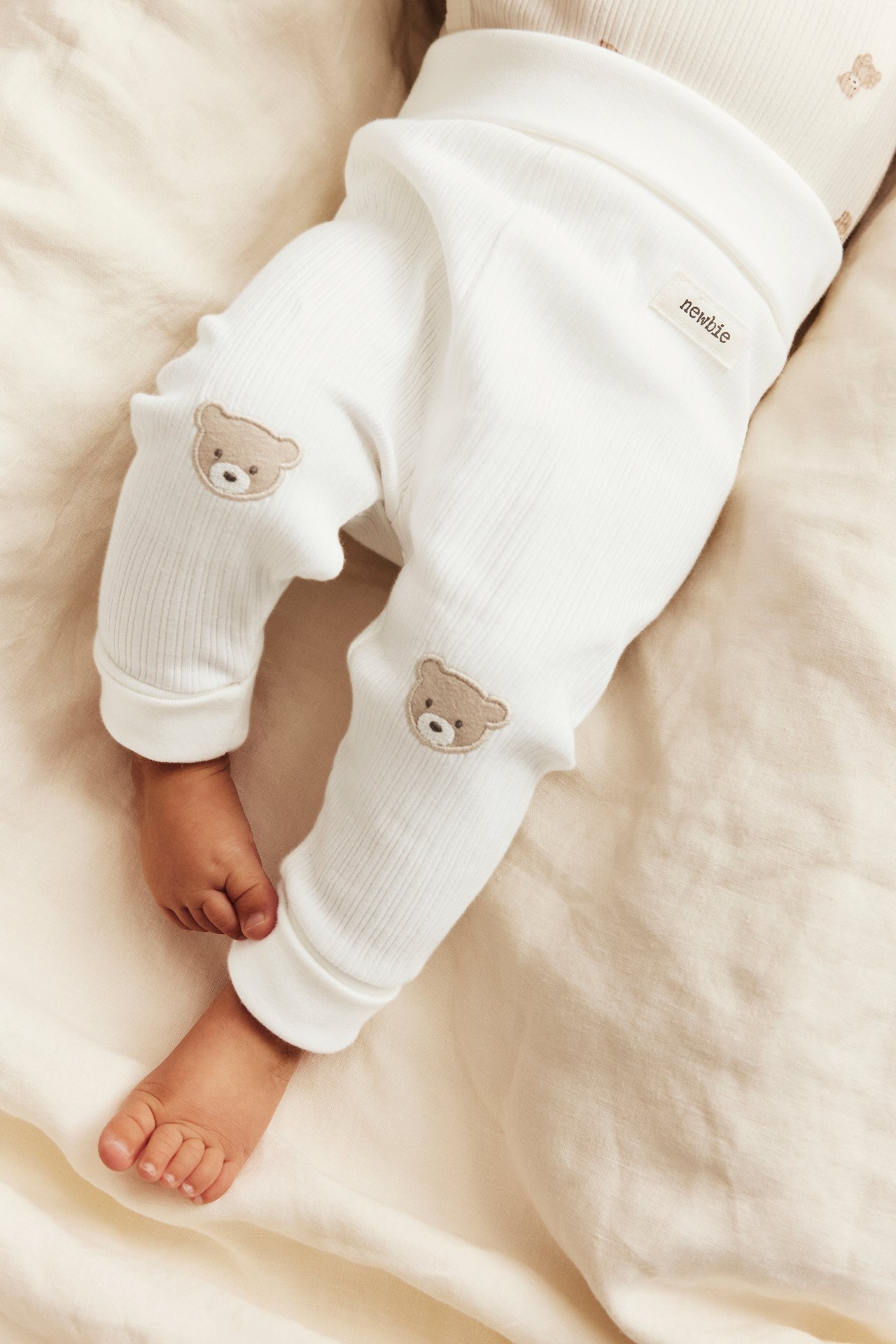 Leggings with teddy bear detail - Off-white - 1
