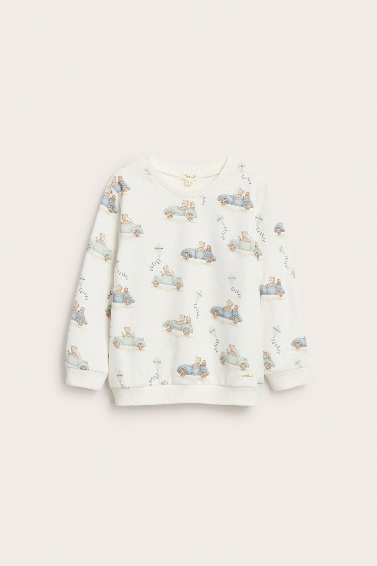 Offwhite Sweatshirt mit Auto-Print, Rundhalsausschnitt, Rippenbündchen, Jersey-Futter.