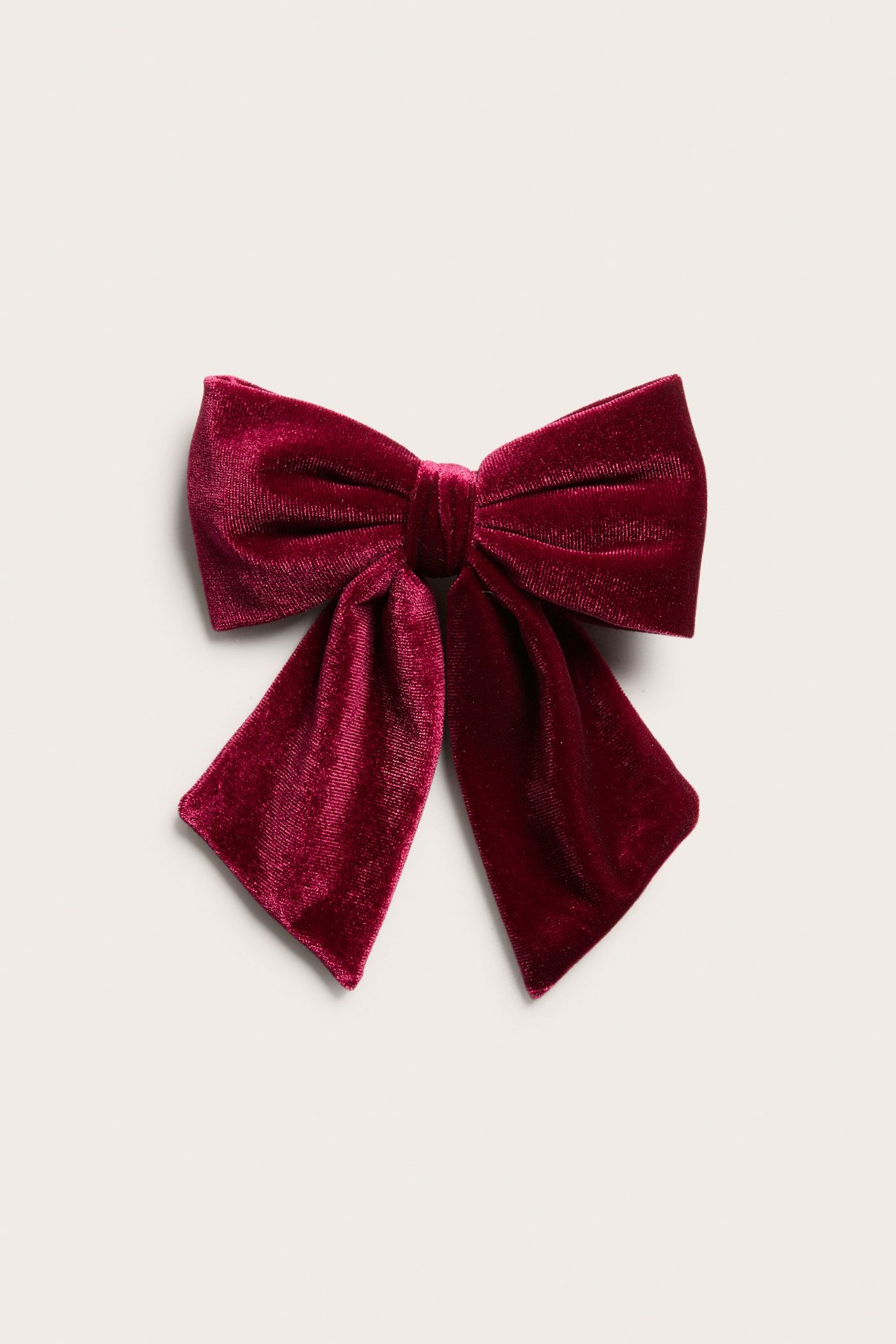 Velvet bow with metal clip - Red - 1
