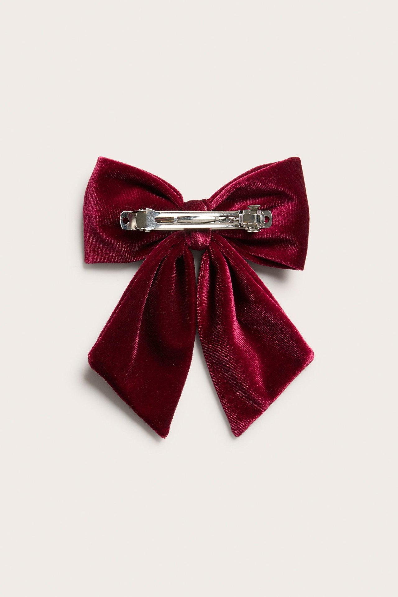Velvet bow with metal clip - Red - 2