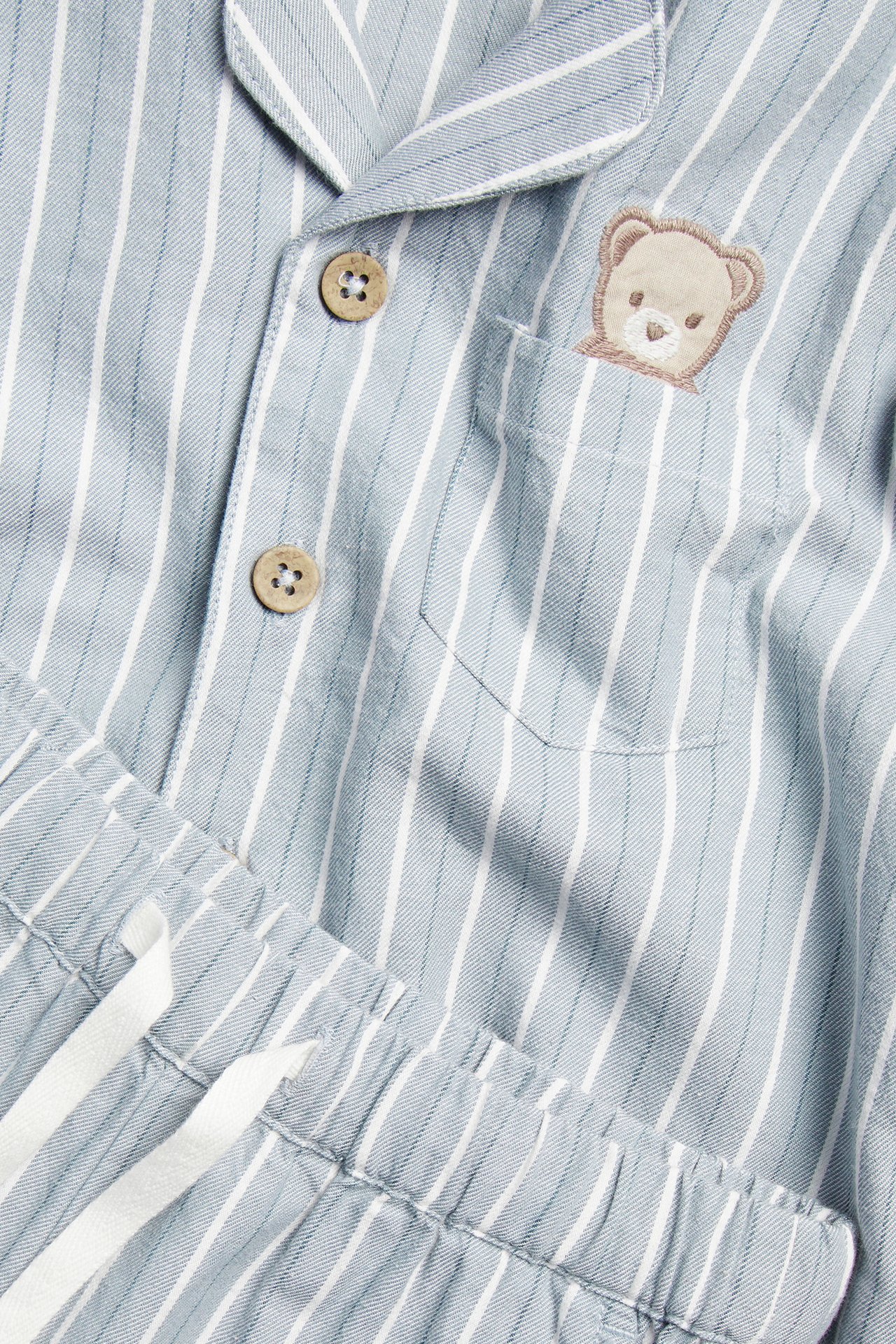 Striped teddy bear pajamas - Light blue - 2