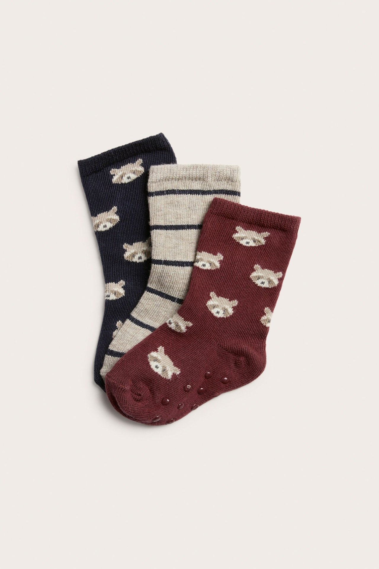 Socks with raccoon print (3-pack) - Dark blue - 1