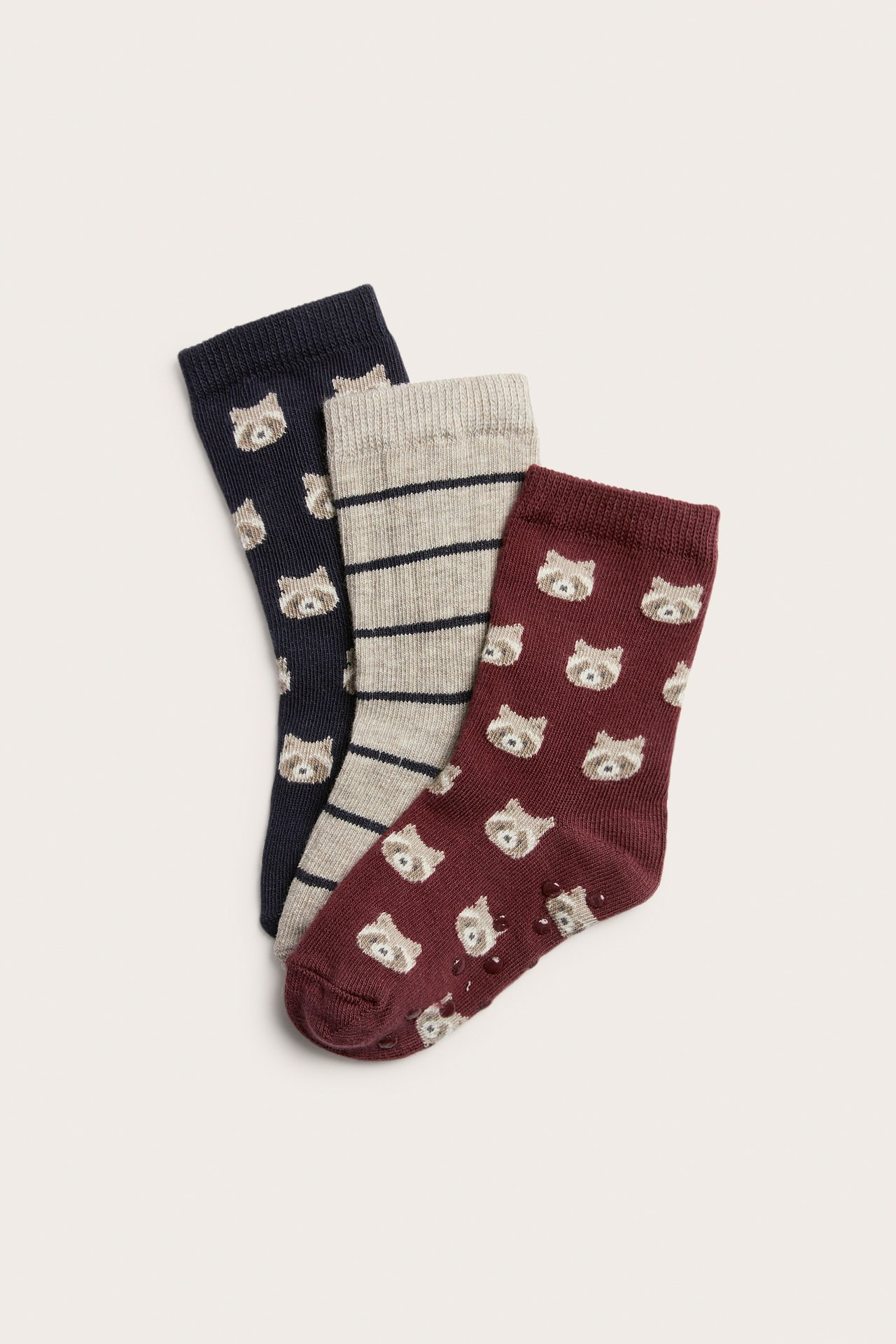 Socks with raccoon print (3-pack)