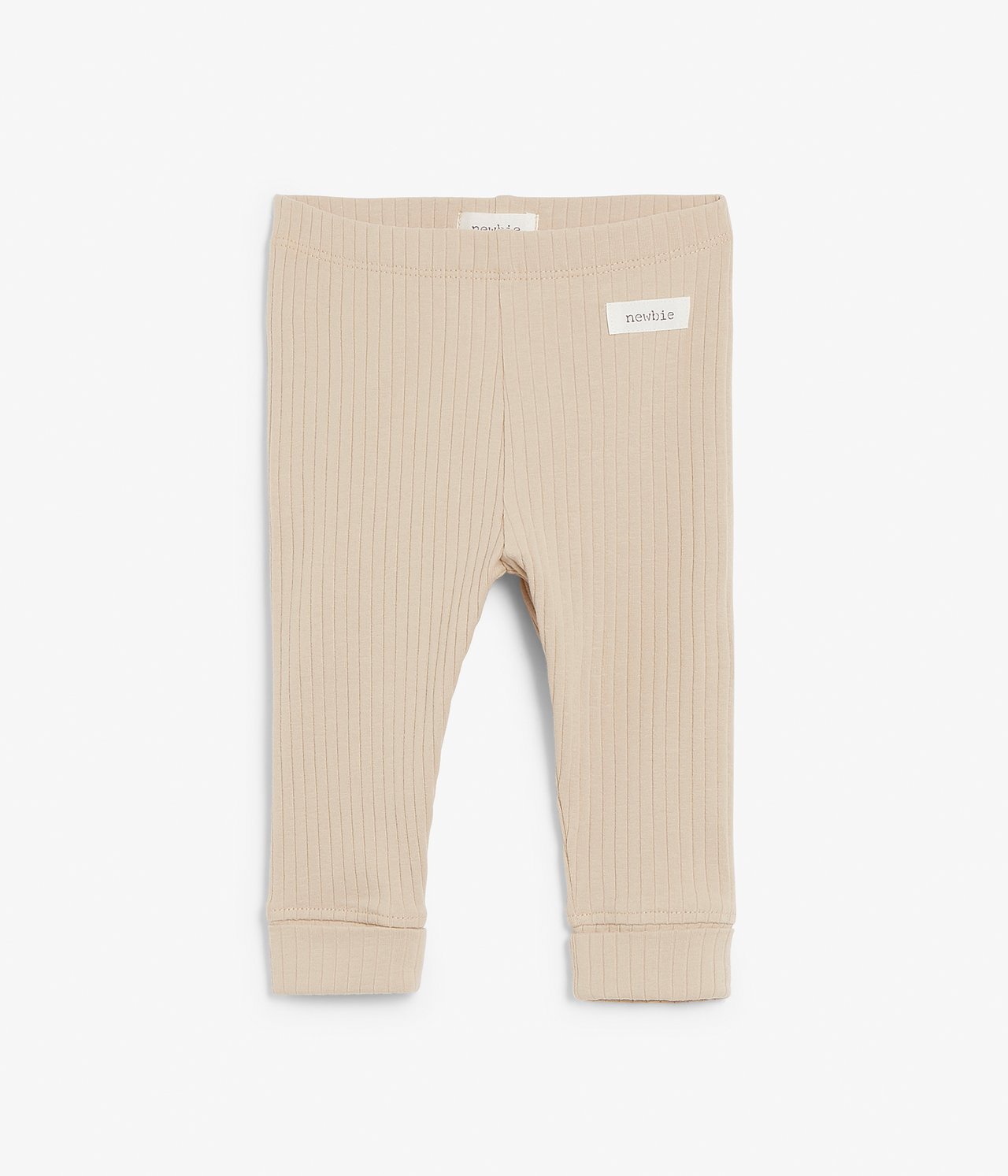 Gerippte Leggings - Beige - 1