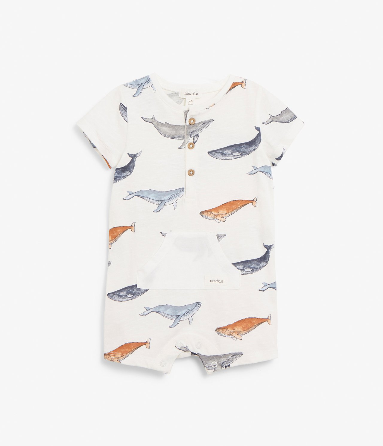 Baby whale print onesie - Off-white - 1