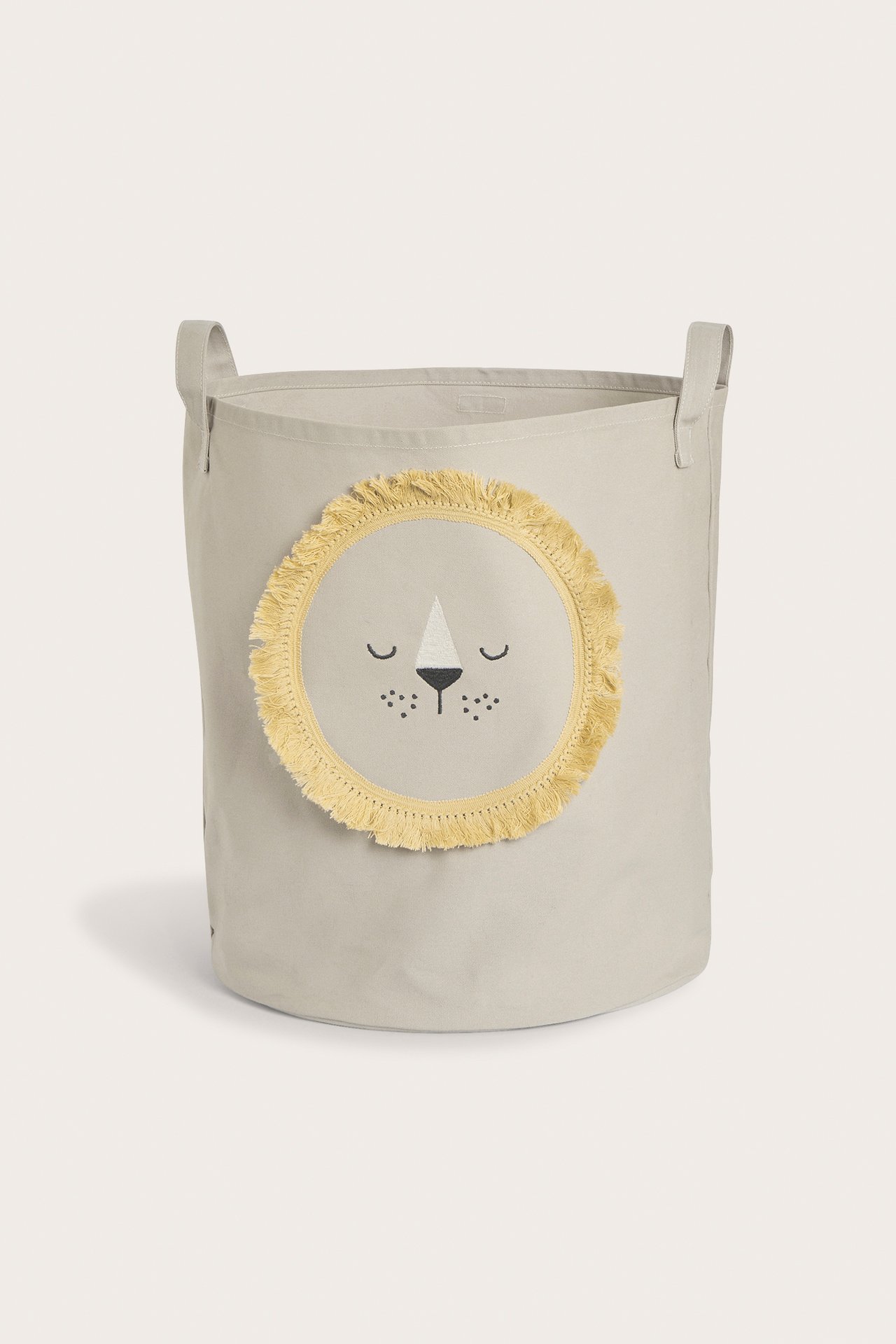Fabric basket with lion face