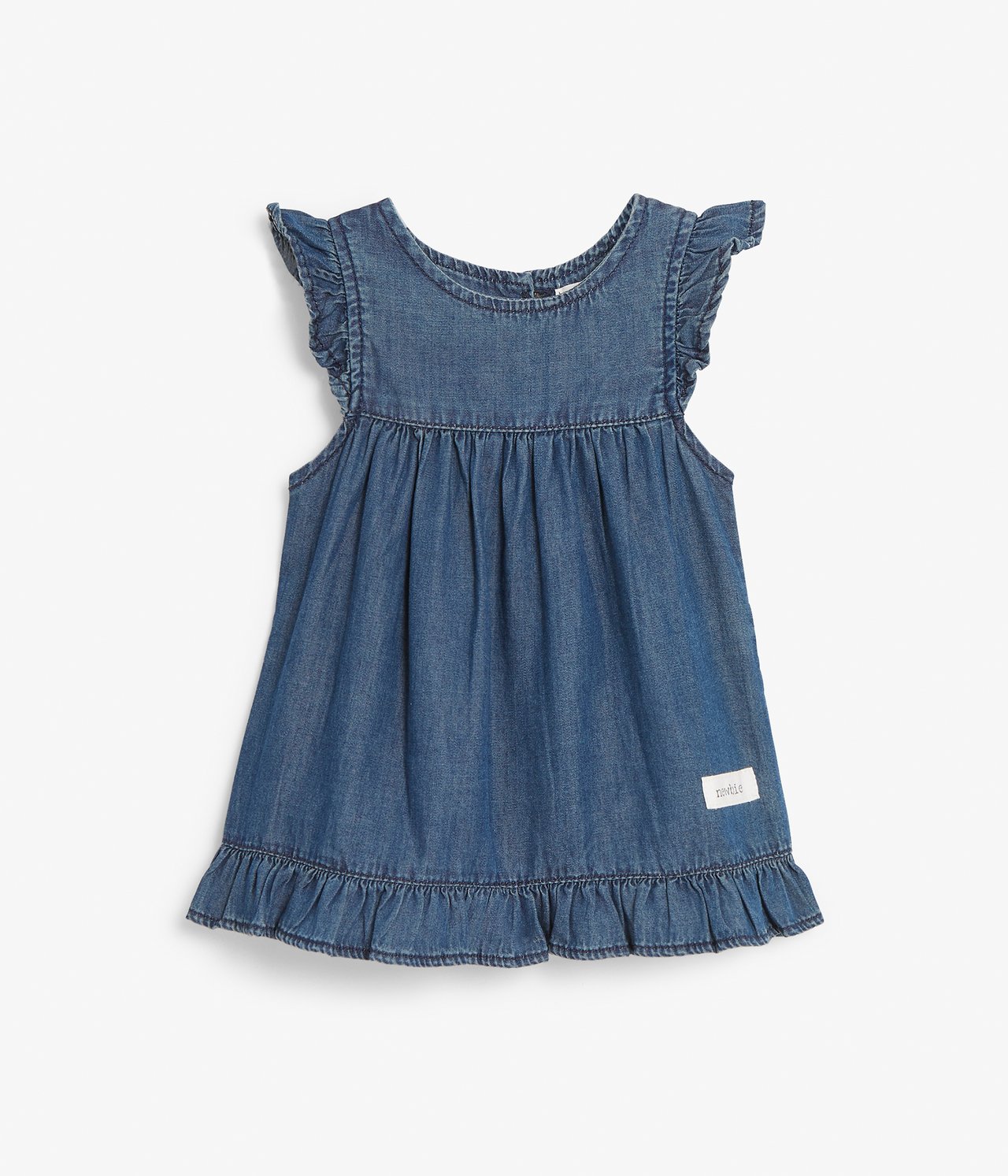 Frilled denim dress