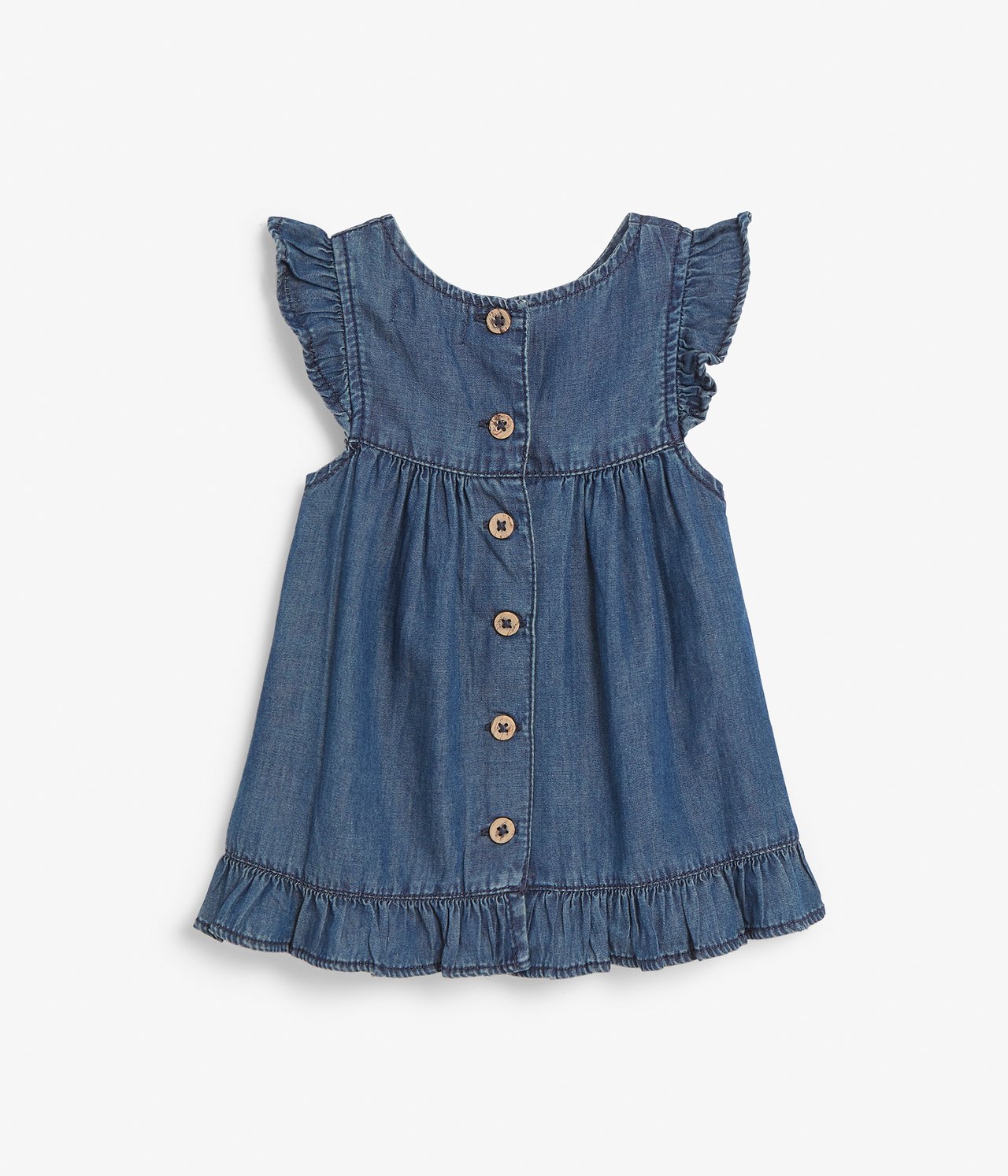 Frilled denim dress