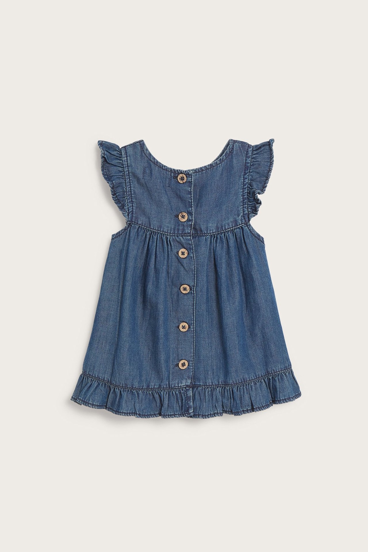 Frilled denim dress