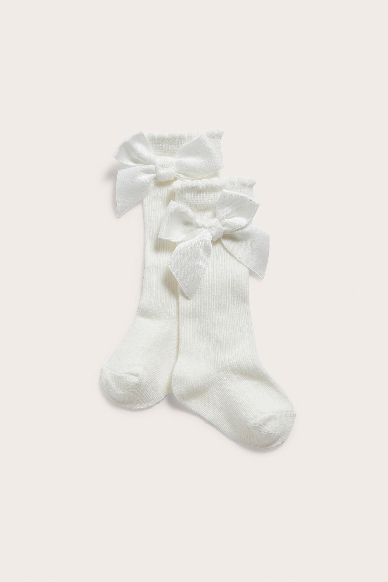 Knee-high bow socks - Off-white - 1