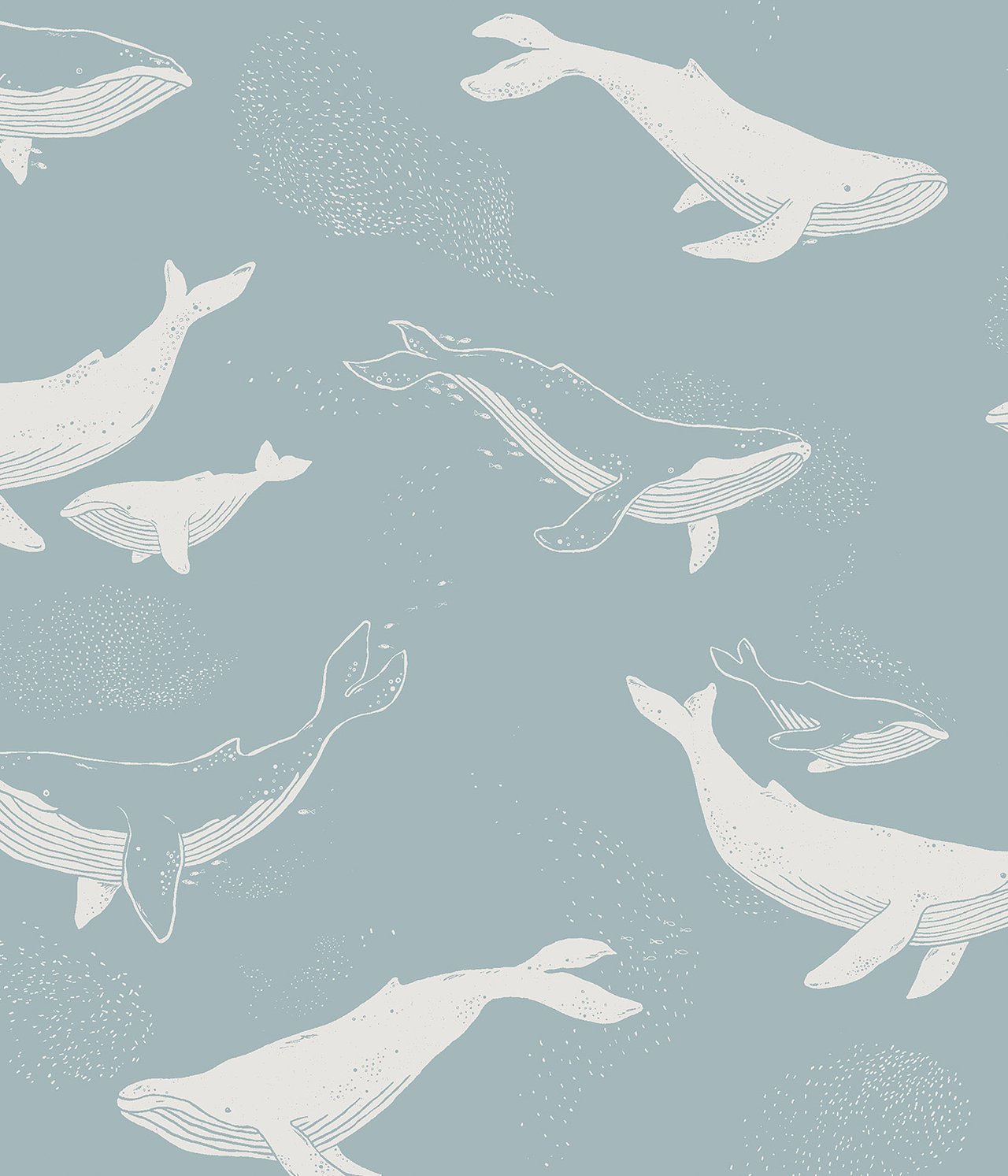 Whales light blue wallpaper - Light blue  - 1