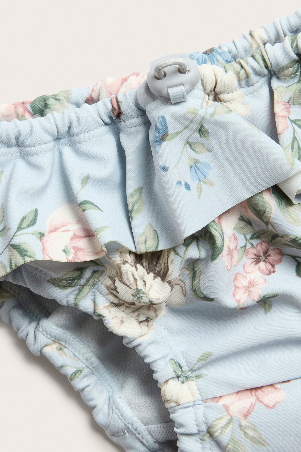 Floral swim trunks with frill - Light blue - 2