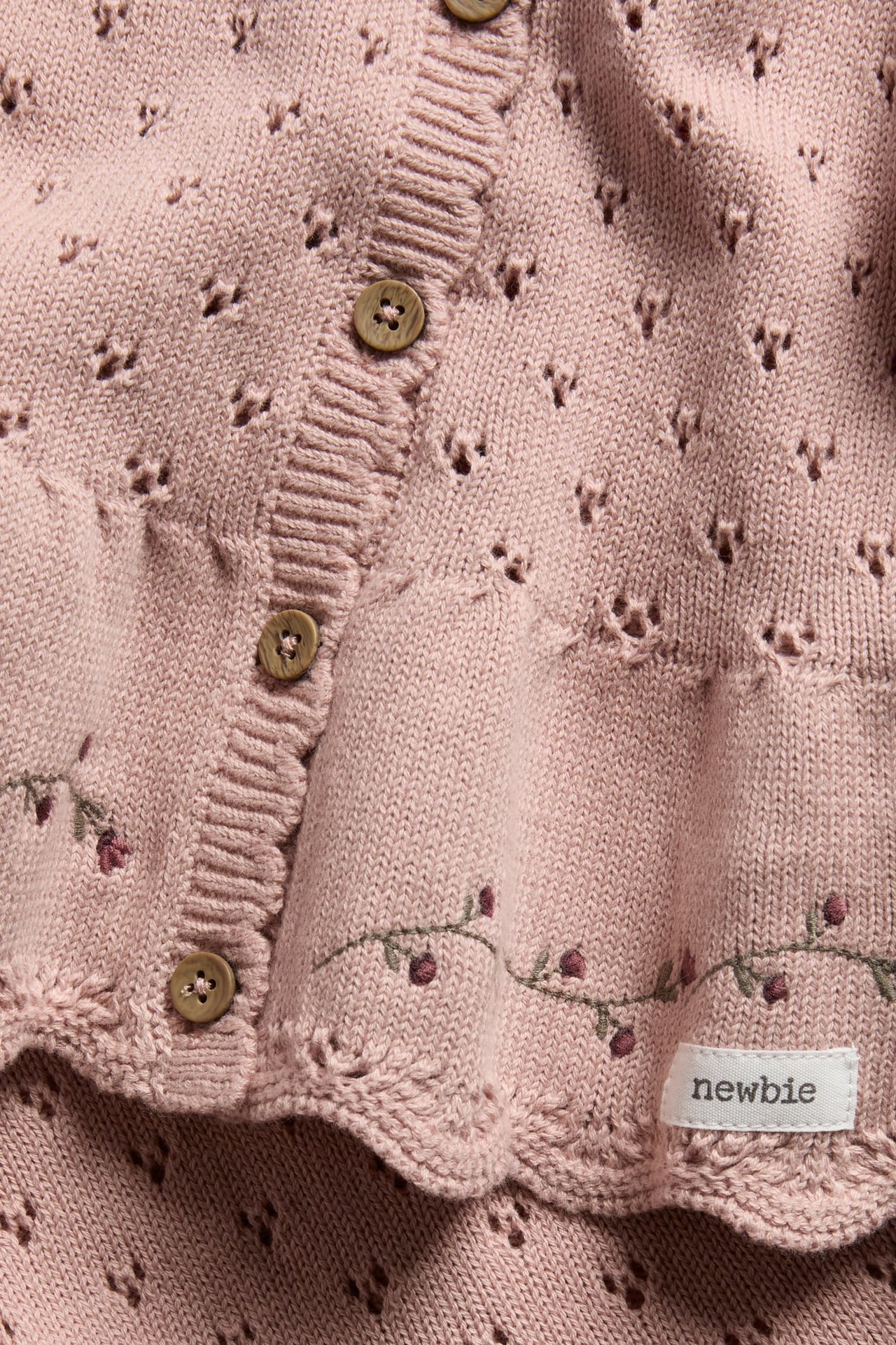 Knitted cardigan with flowers - Pink - 4