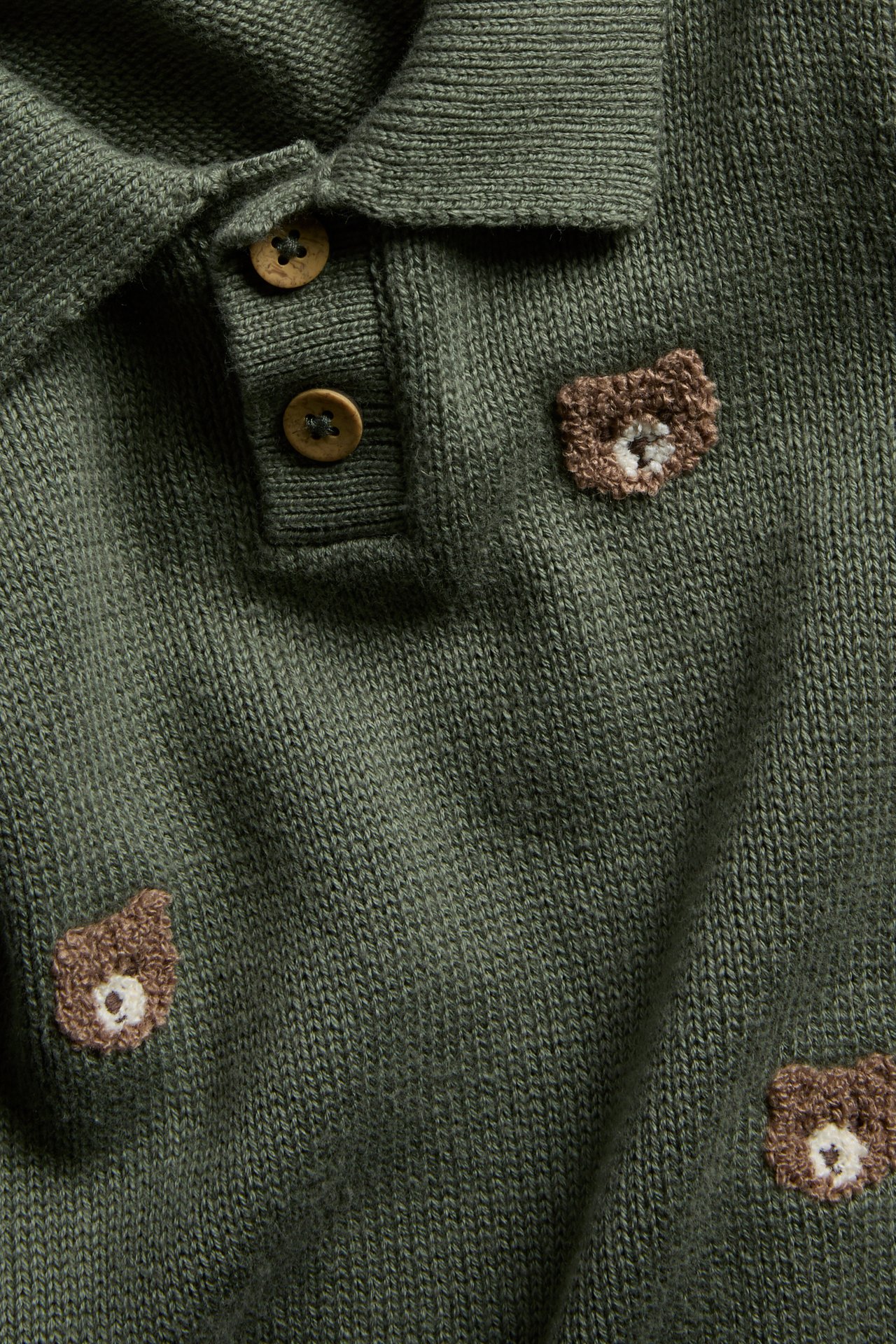 Knitted sweater with bears - Dark green - 4