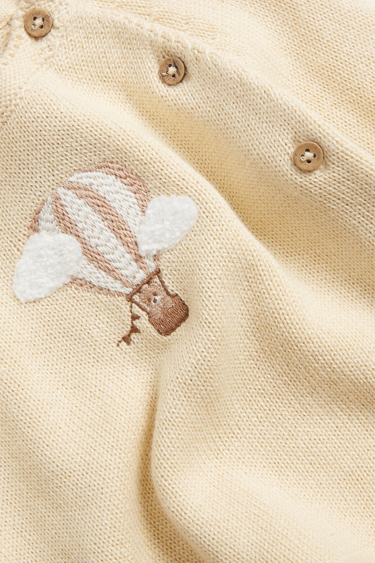 Fine-knit cardigan with hot-air balloon print