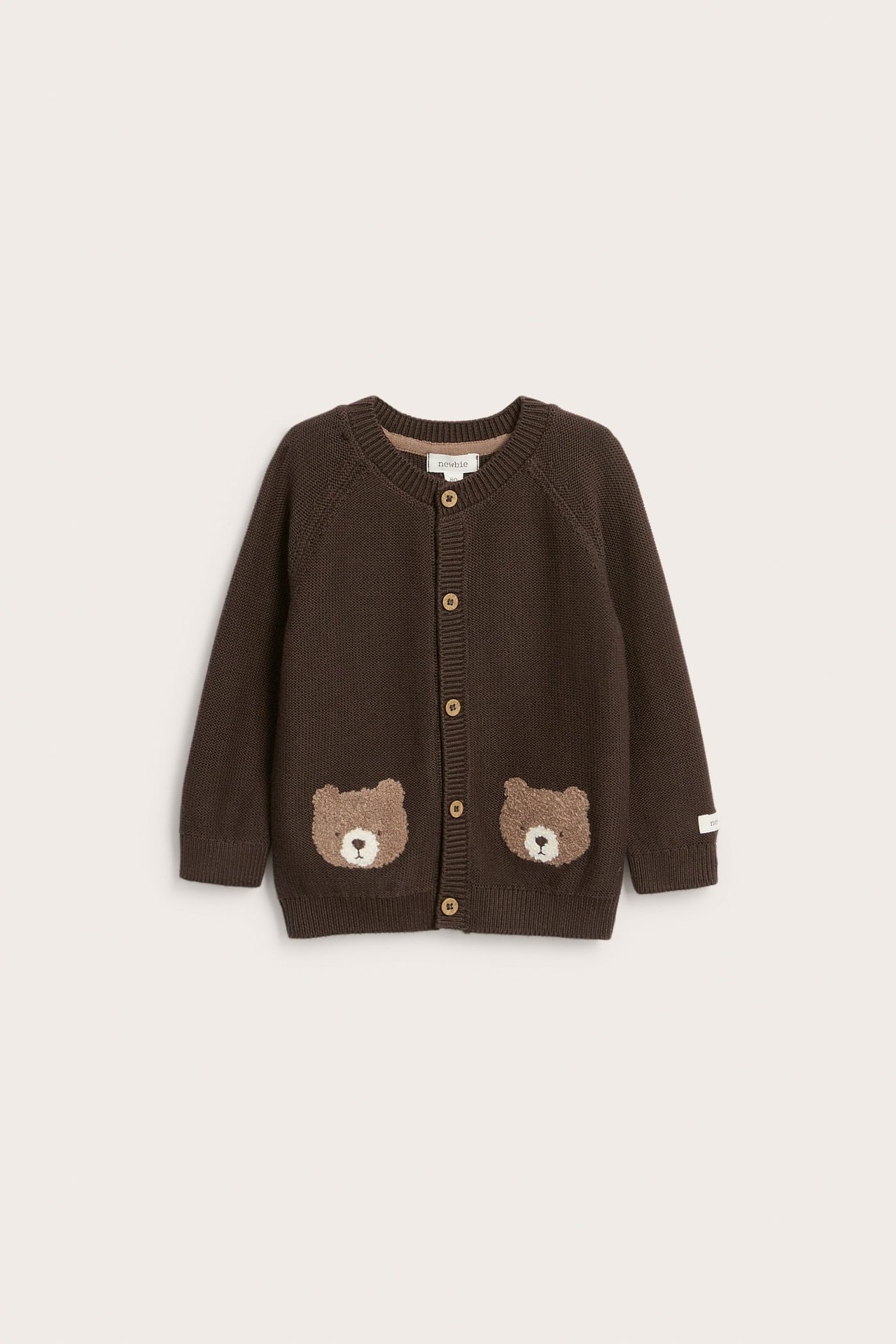 Strickjacke mit Teddybär-Stickerei - Dunkelbraun - 2