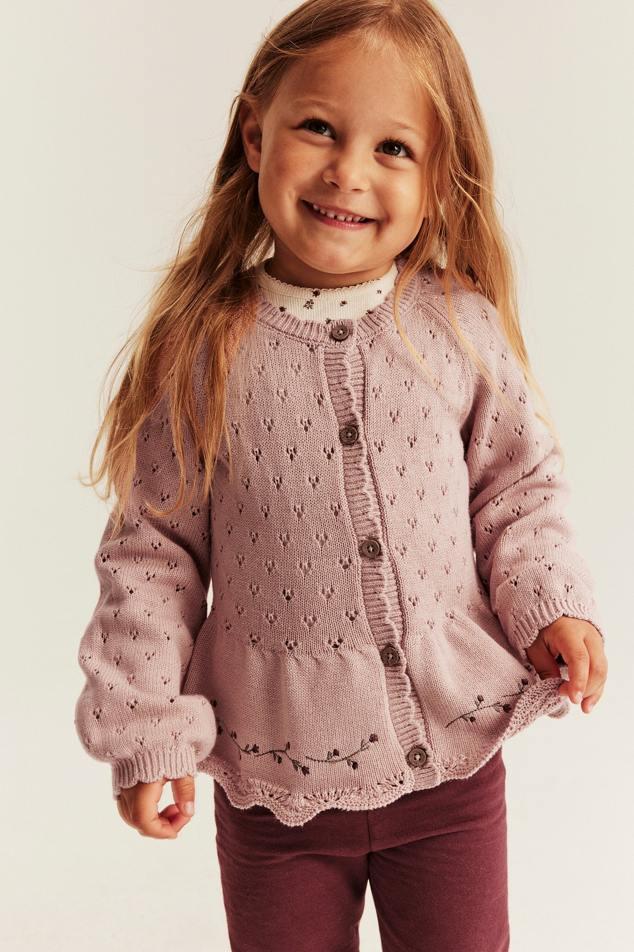 Knitted cardigan with embroidery - Pink - 4