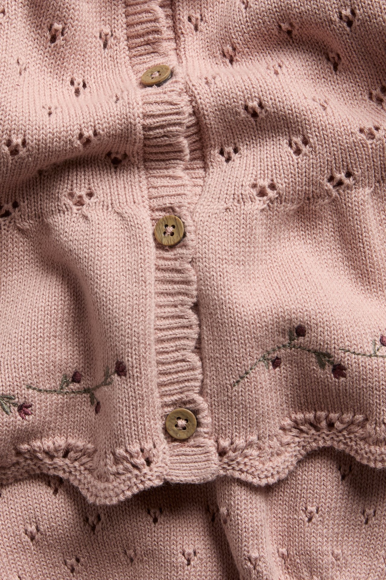 Knitted cardigan with embroidery - Pink - 5