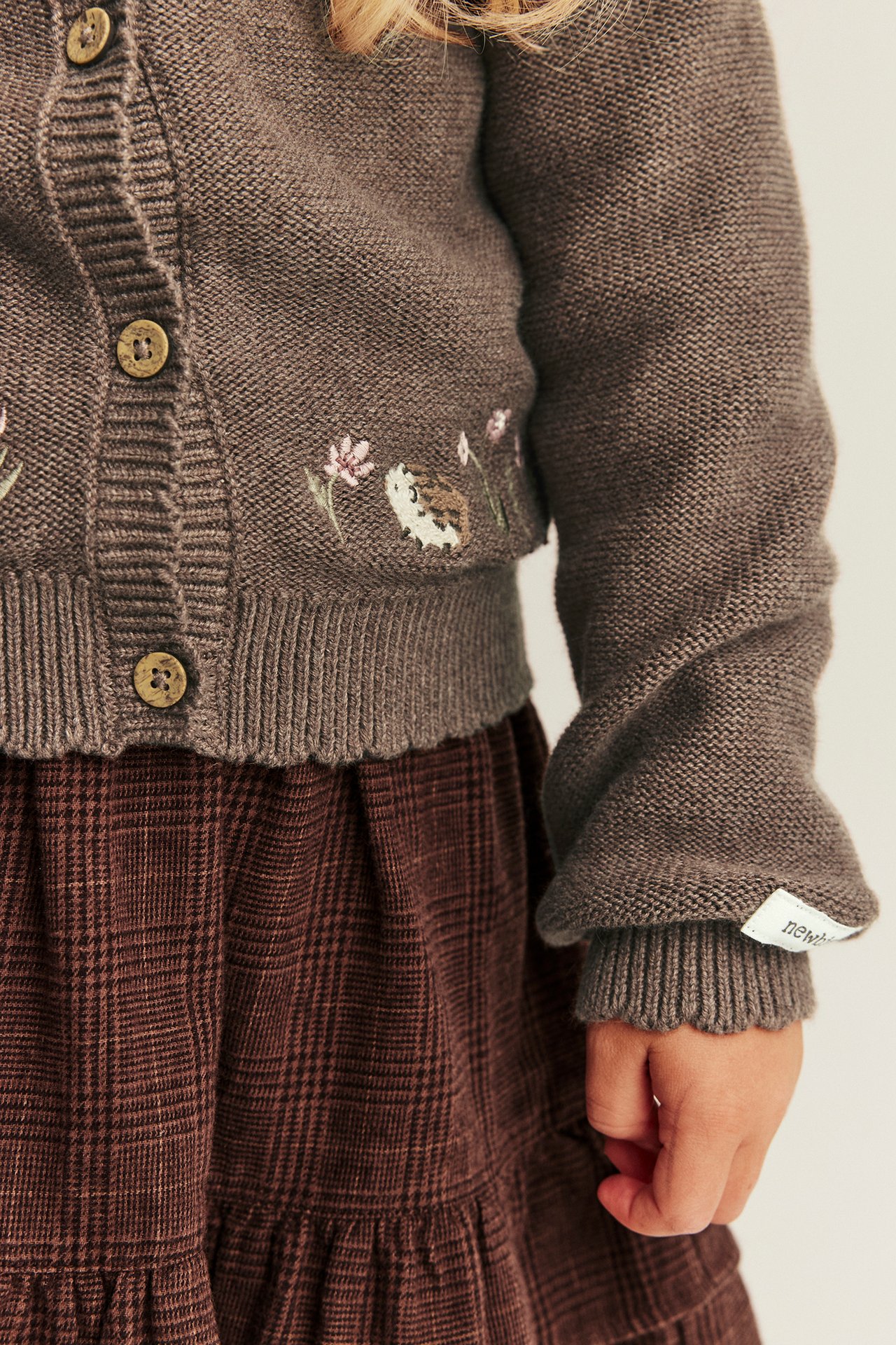 Knitted cardigan with embroidered animals