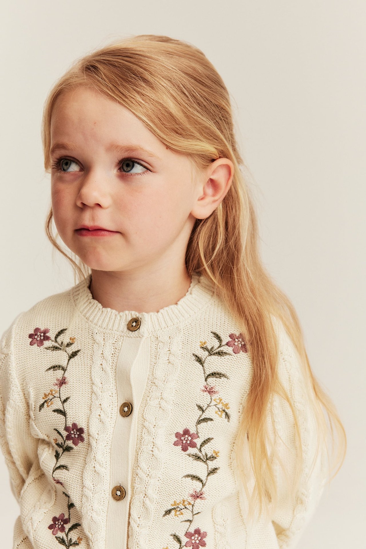 Knitted cardigan with embroidery - Light beige - 4
