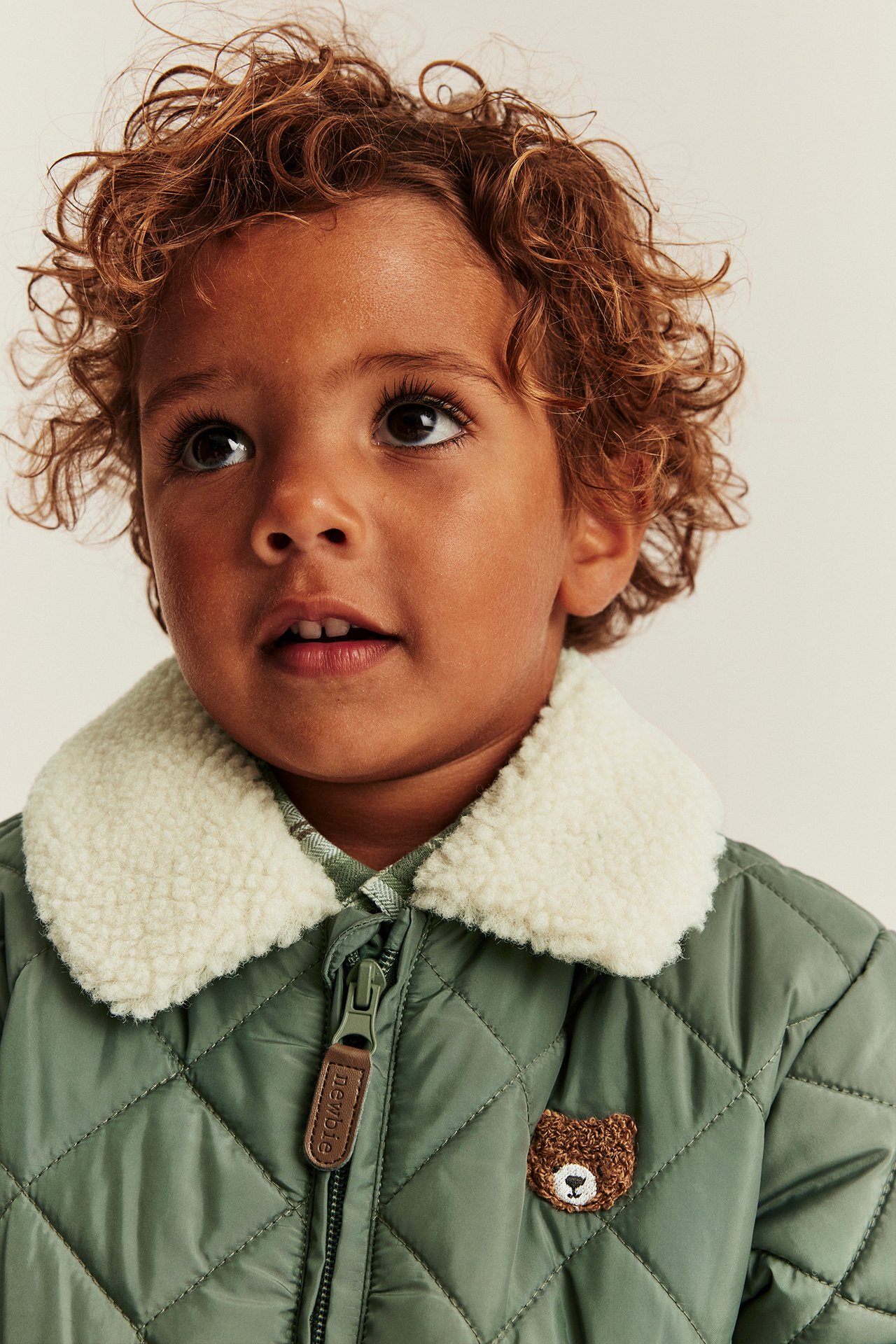 Quilted jacket with pile collar - Dark green - 4