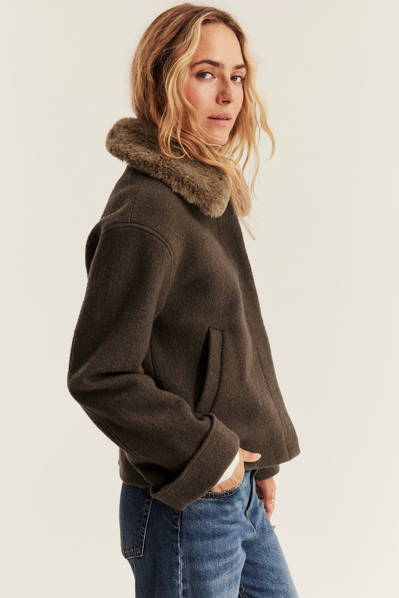 Short wool jacket Newbie Woman - Brown - 5