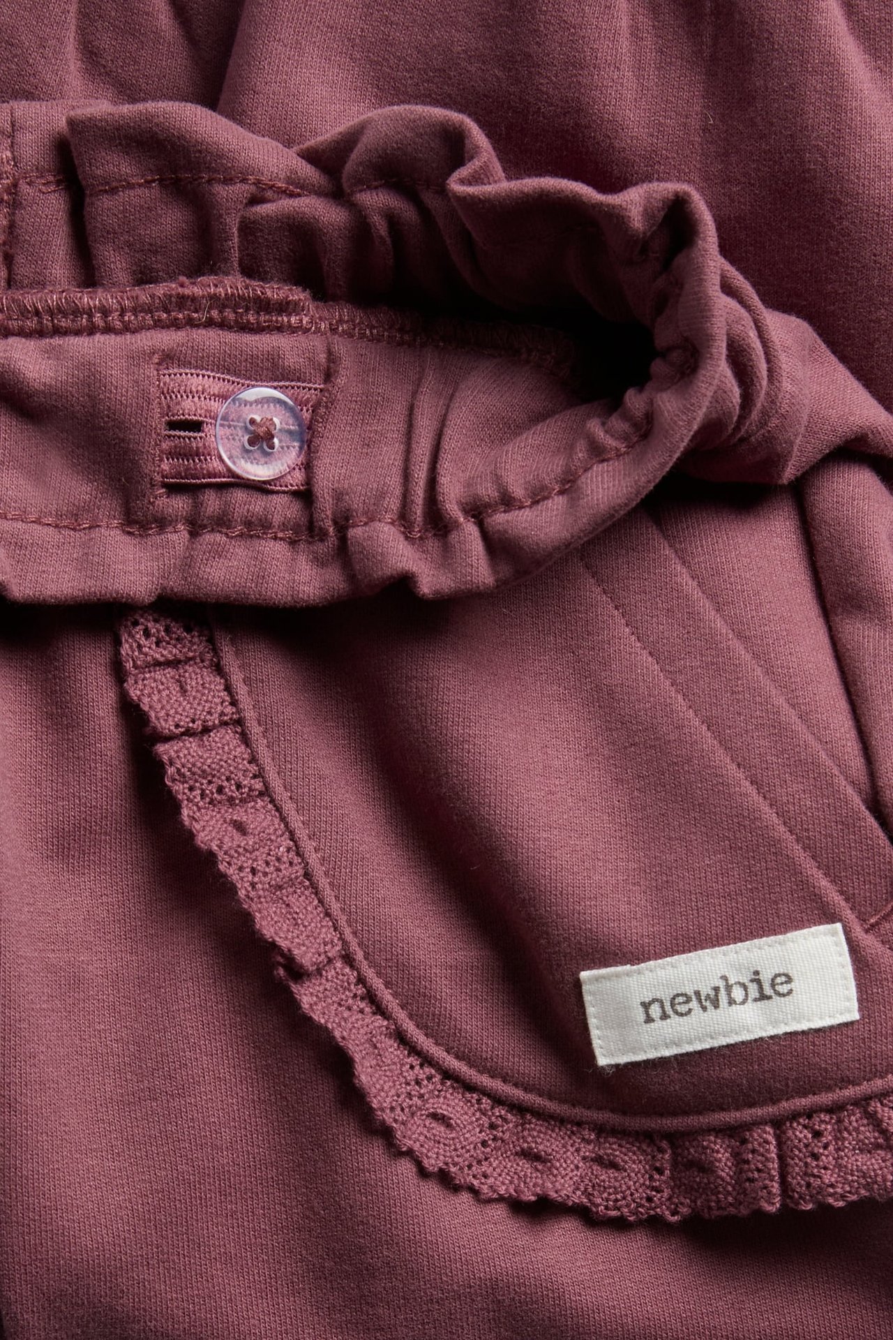 Jogging bottoms with lace details - Dark red - 2