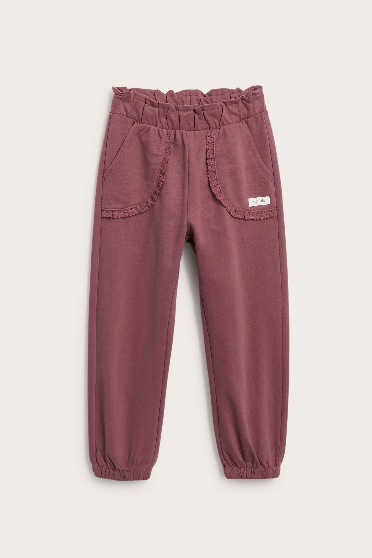 Jogging bottoms with lace details - Dark red - 1