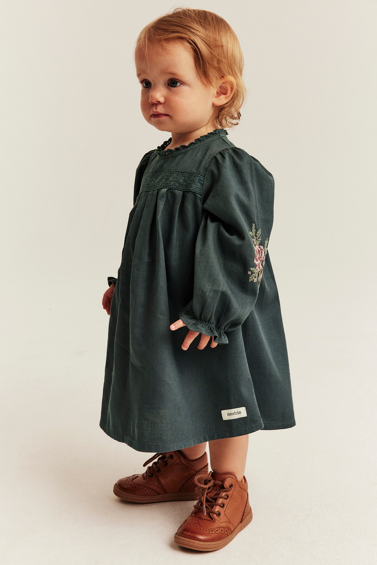 Dress with cross-stitch embroidery