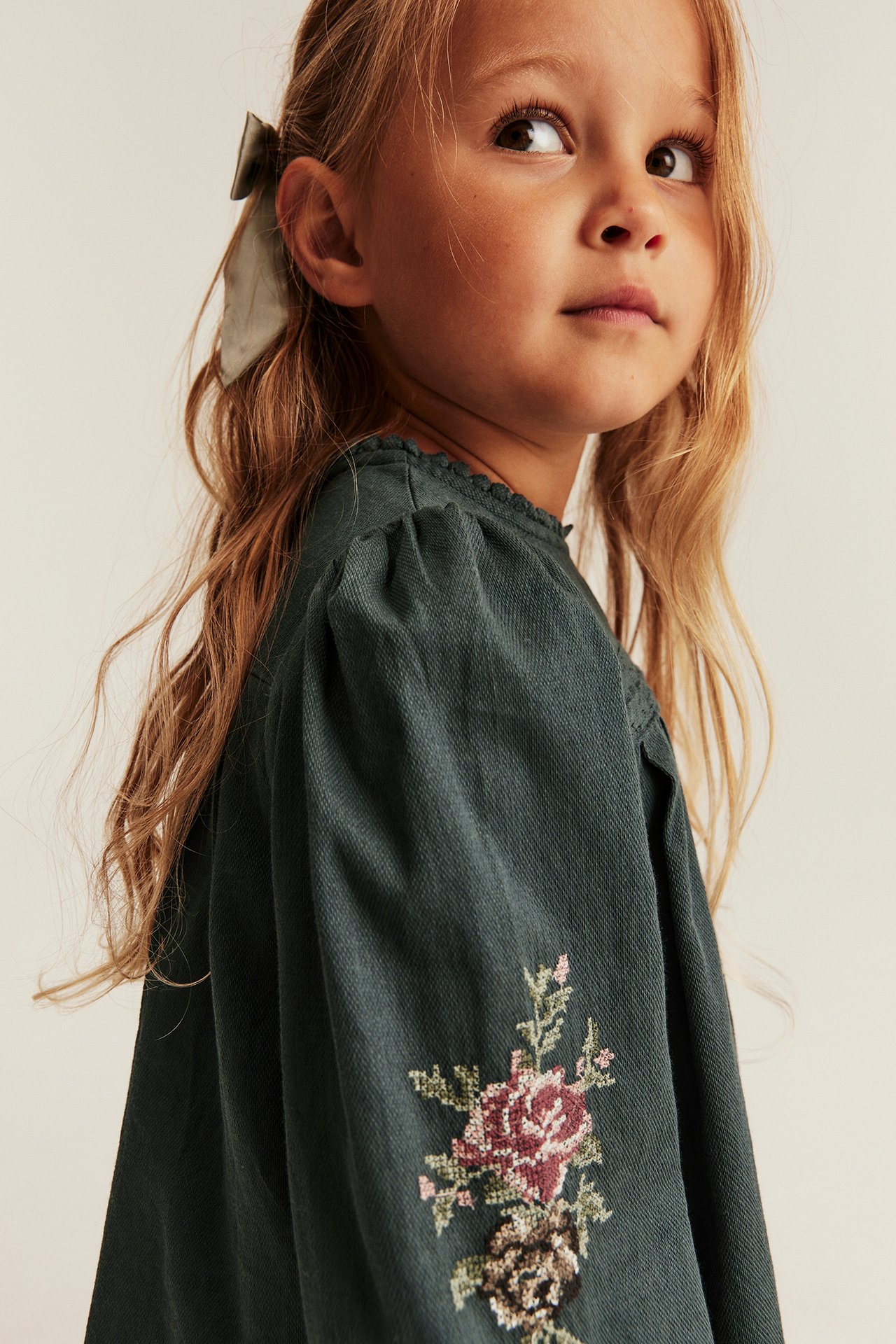 Dress with cross-stitch embroidery