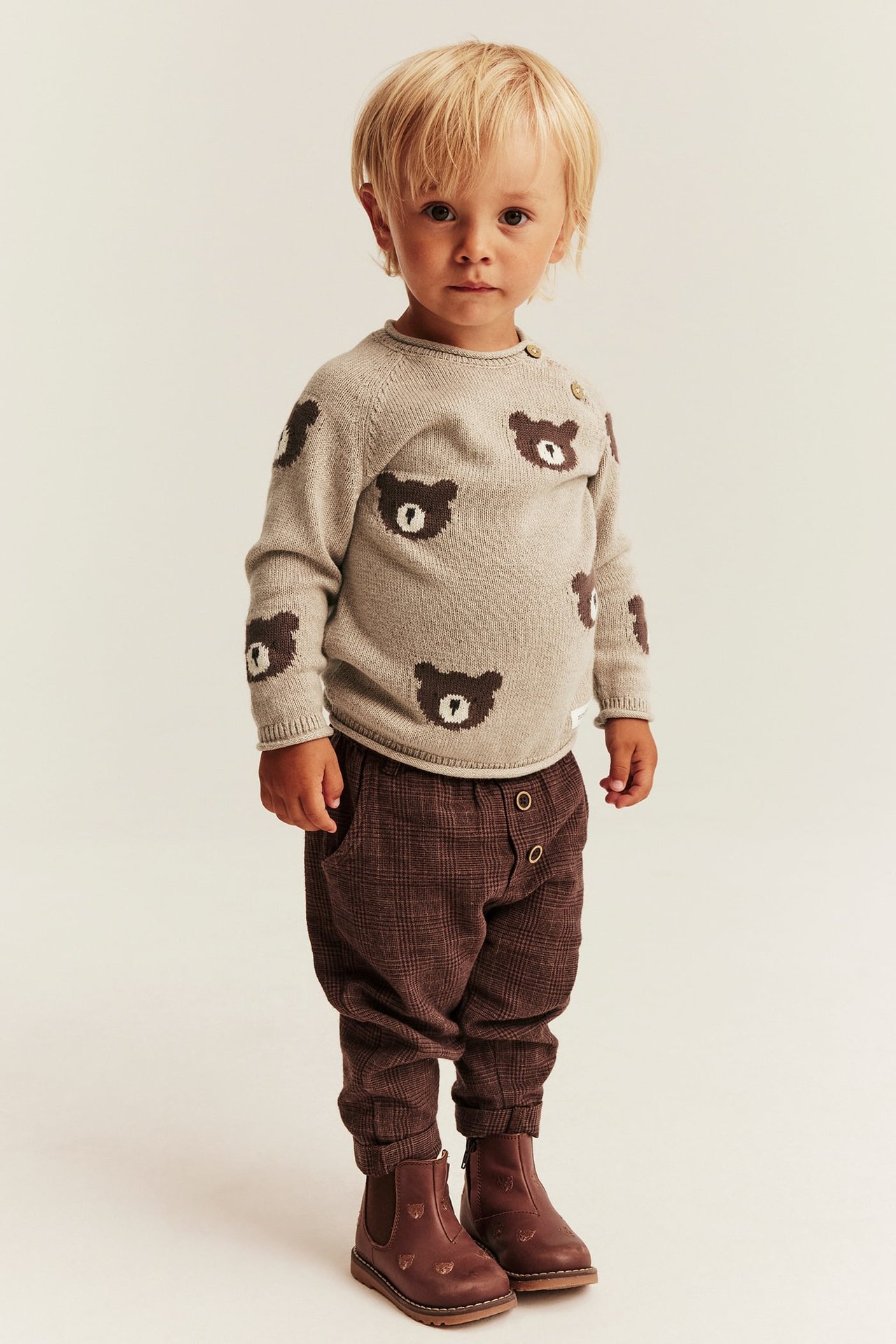 Sweater with bears - Beige mélange - 4