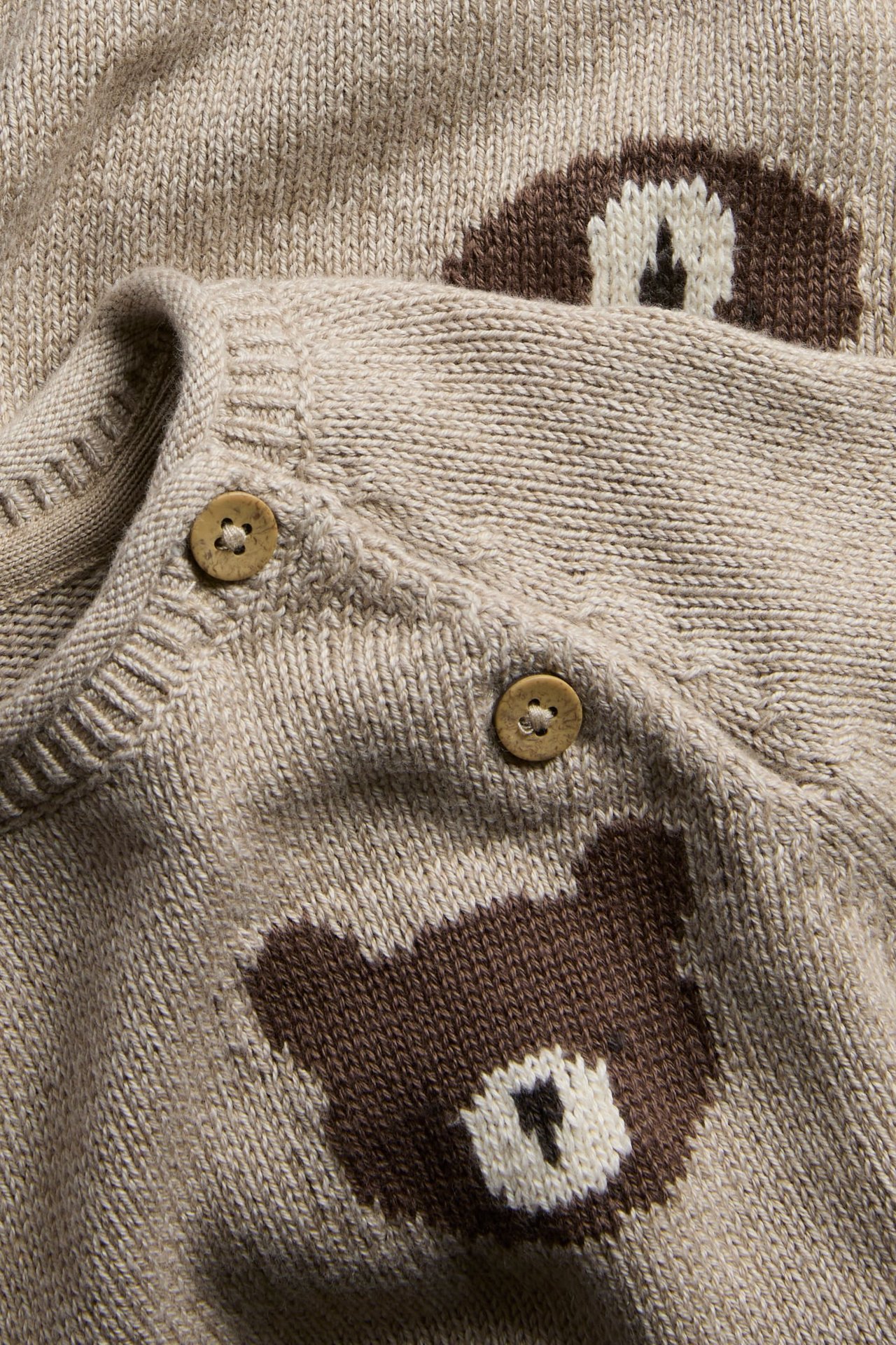 Jacquard-knit sweater with bears - Beige mélange - 5