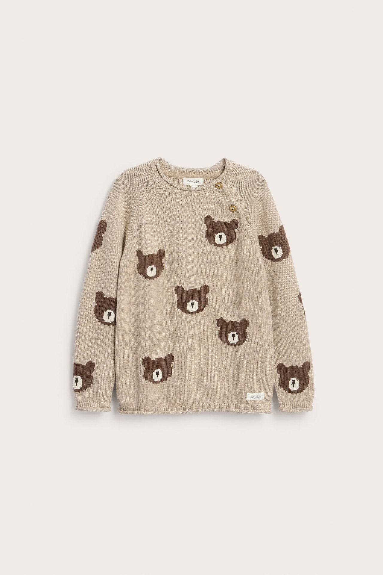 Jacquard-knit sweater with bears - Beige mélange - 3