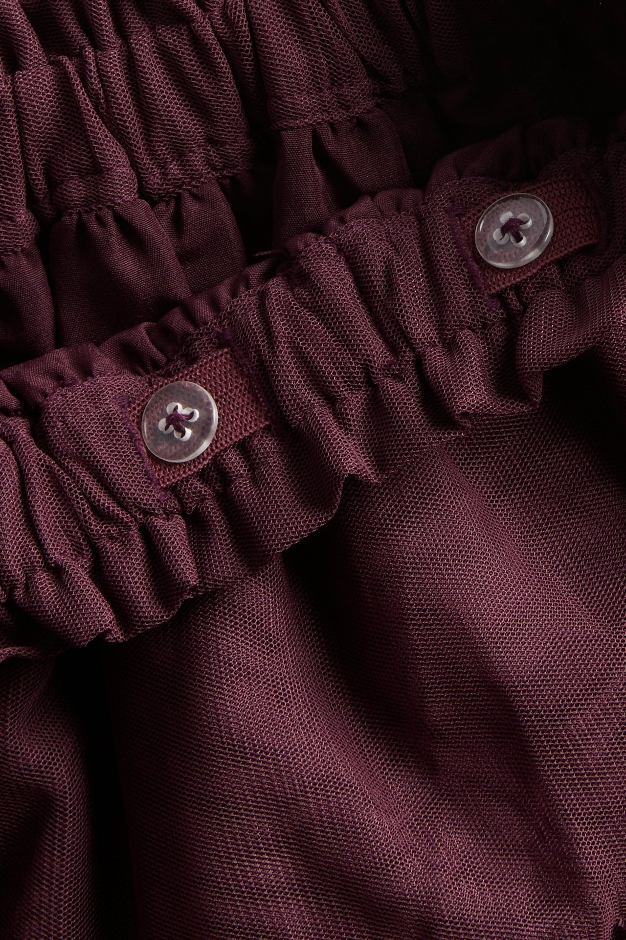 Mesh skirt with embroidery - Wine red - 2